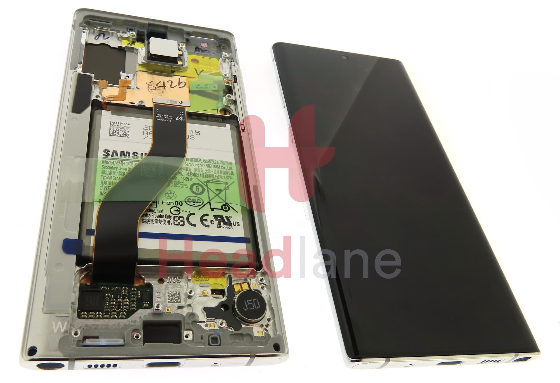 Samsung SM-N970 Galaxy Note 10 LCD Display / Screen + Touch + Battery - Aura White - view 2