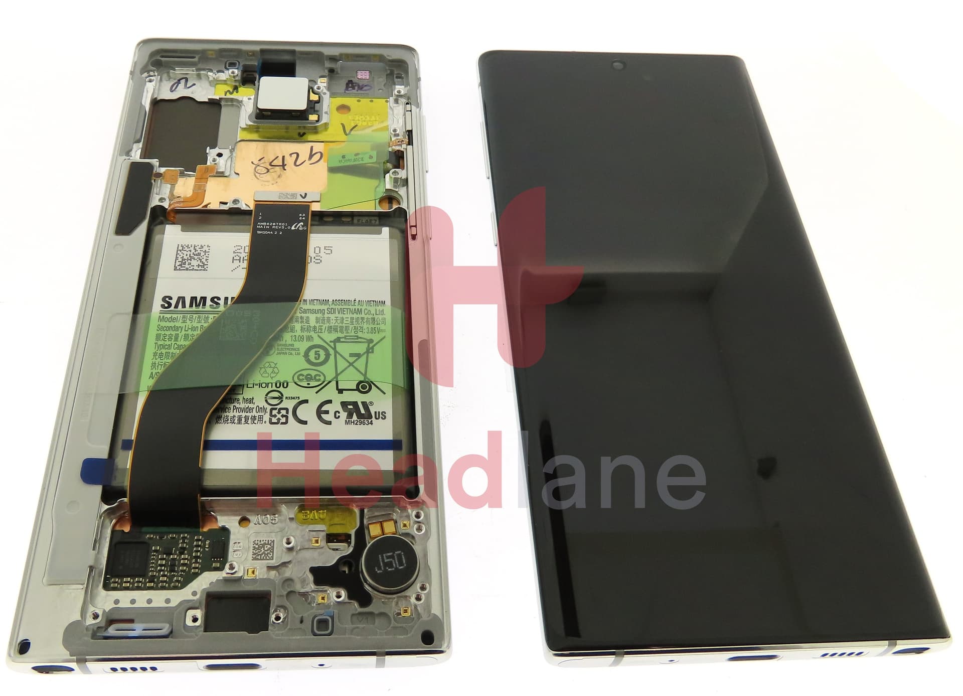 Samsung SM-N970 Galaxy Note 10 LCD Display / Screen + Touch + Battery - Aura White - view 3