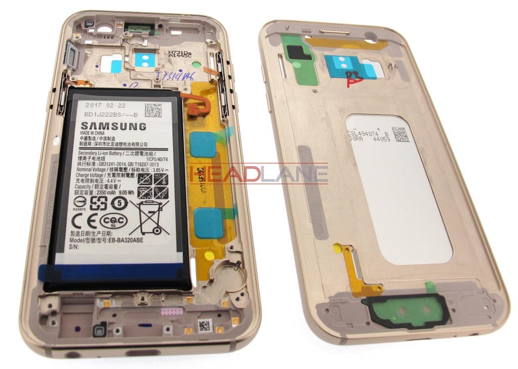 Samsung SM-A320 Galaxy A3 (2017) Middle + Battery - Gold - view 2