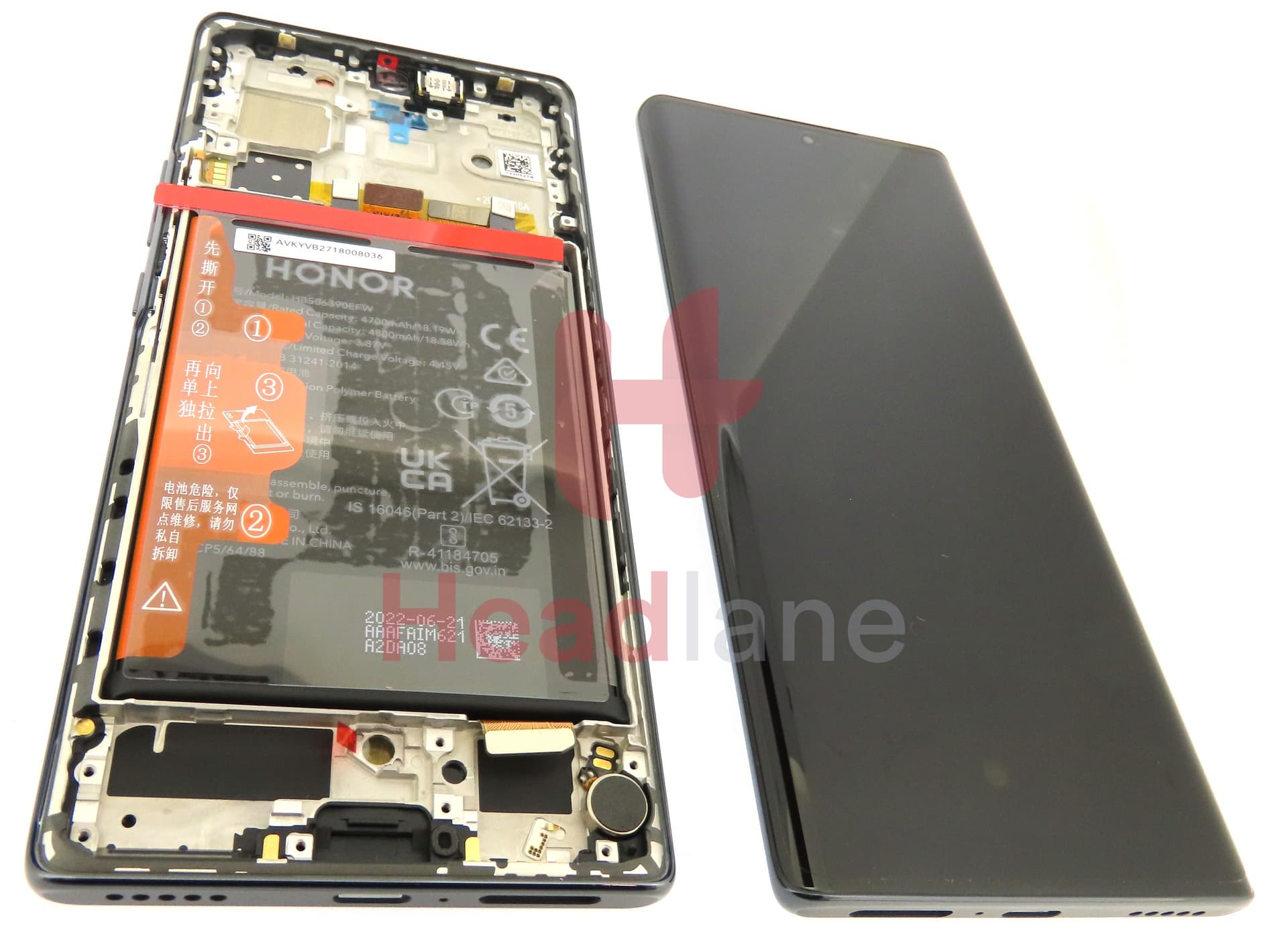 Honor 70 LCD Display / Screen + Touch + Battery Assembly - Black - view 2