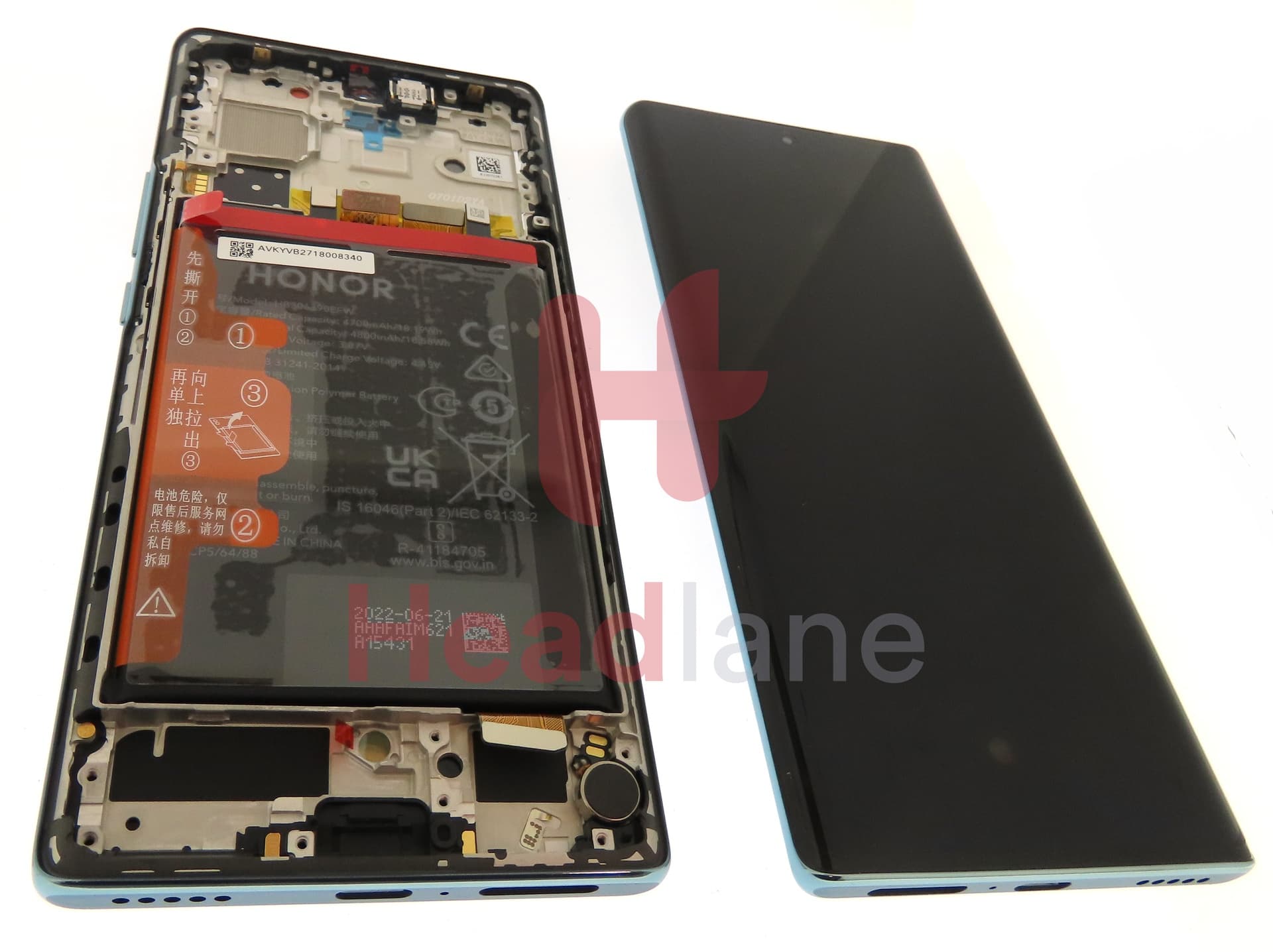 Honor 70 LCD Display / Screen + Touch + Battery Assembly - Green - view 2