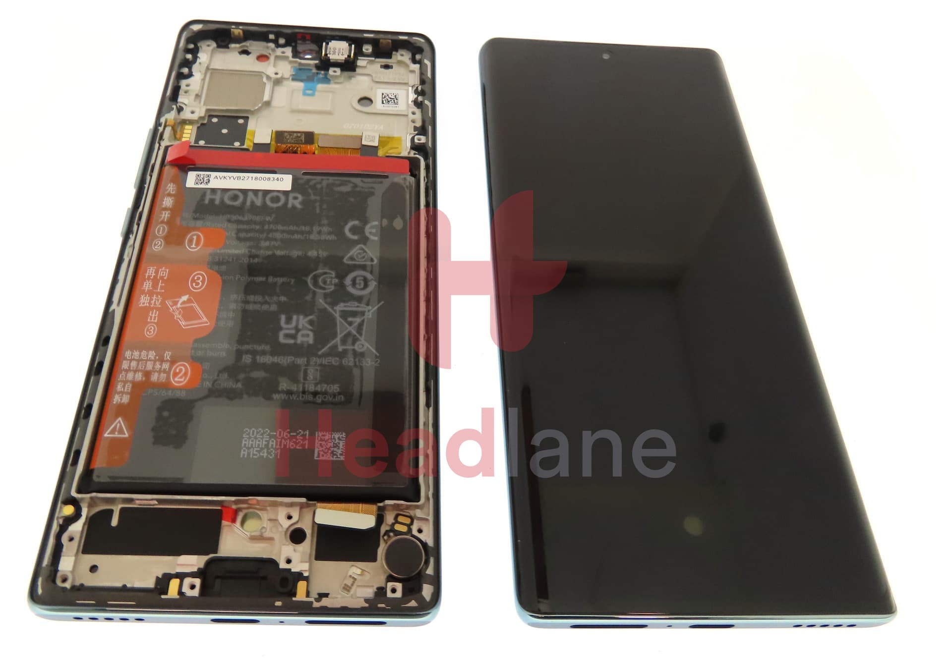 Honor 70 LCD Display / Screen + Touch + Battery Assembly - Green - view 3