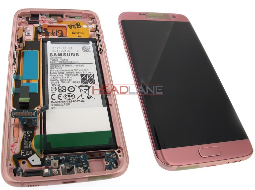 Samsung SM-G935F Galaxy S7 Edge LCD Display / Screen + Touch + Battery - Pink - view 2