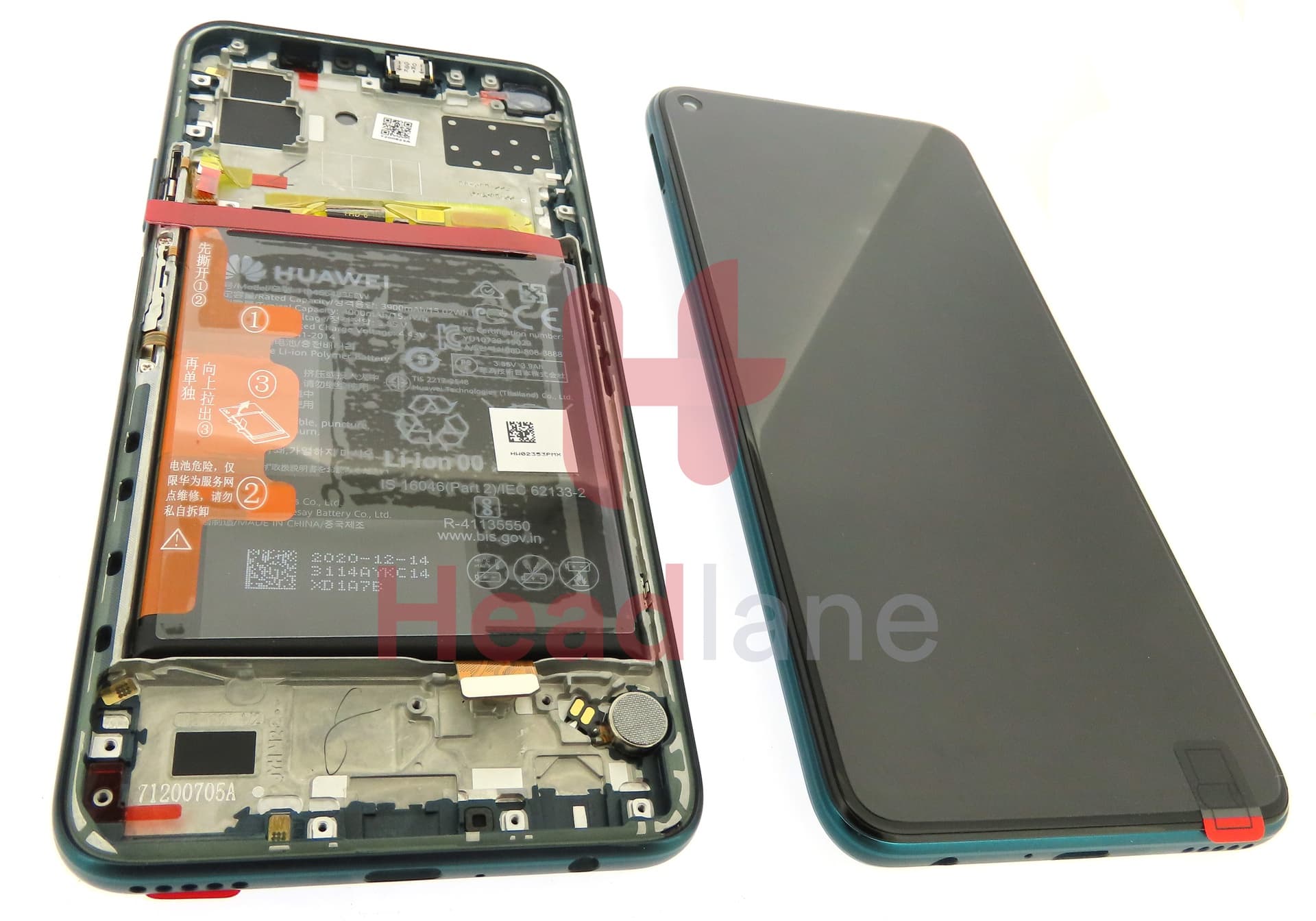 Huawei Honor 30S LCD Display / Screen + Touch + Battery Assembly - Green - view 2