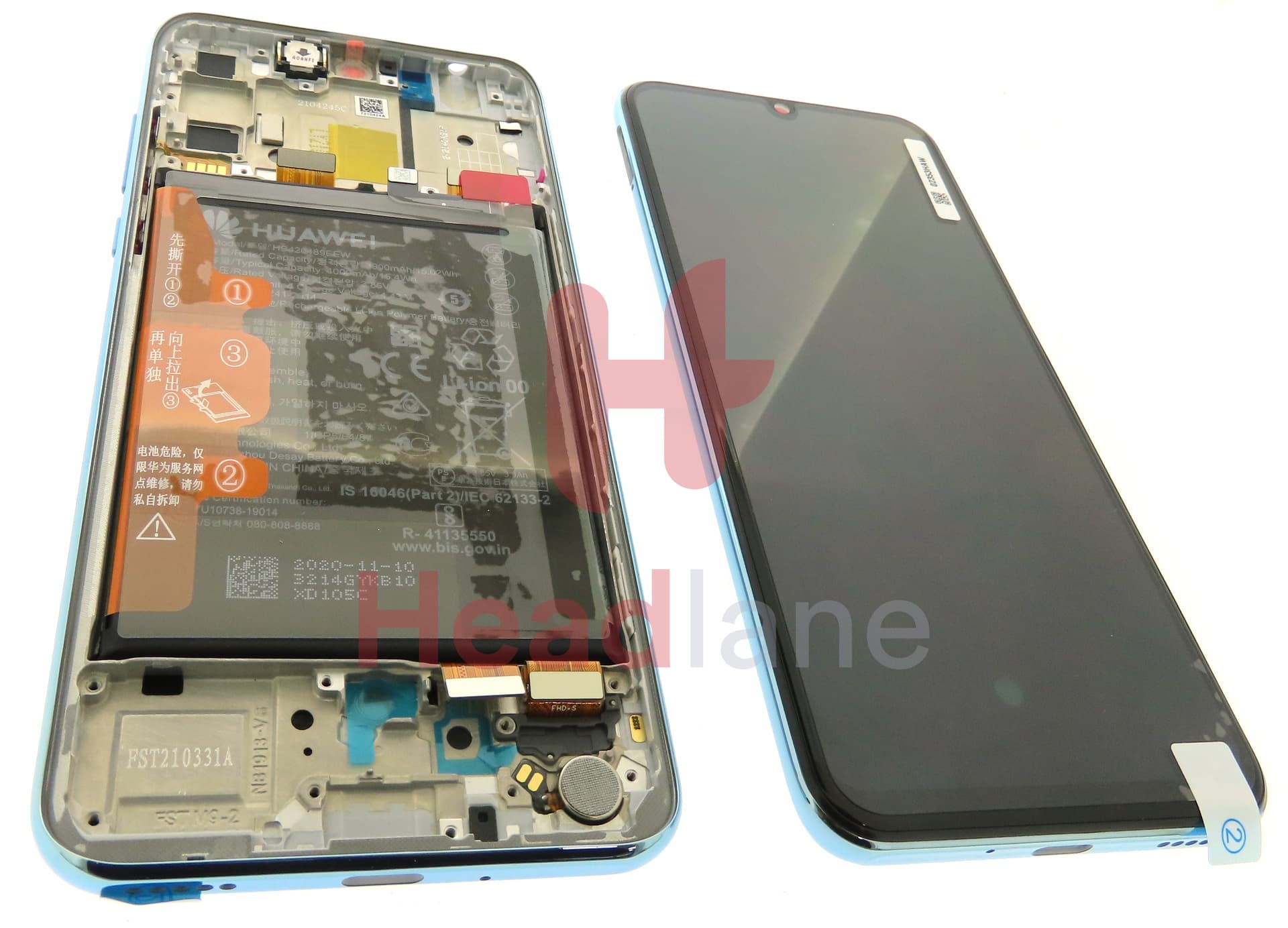 Huawei Y8p / P Smart S LCD Display / Screen + Touch + Battery - Breathing Crystal - view 2