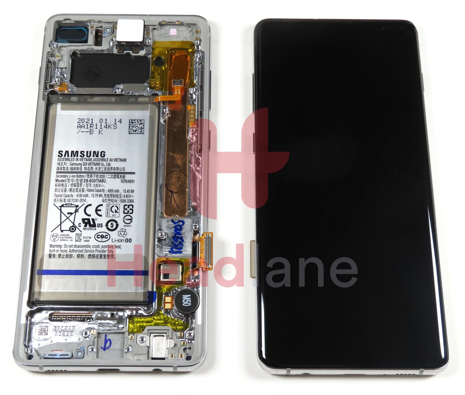 Samsung SM-G975 Galaxy S10+ / S10 Plus LCD Display / Screen + Touch + Battery - Prism White - view 2