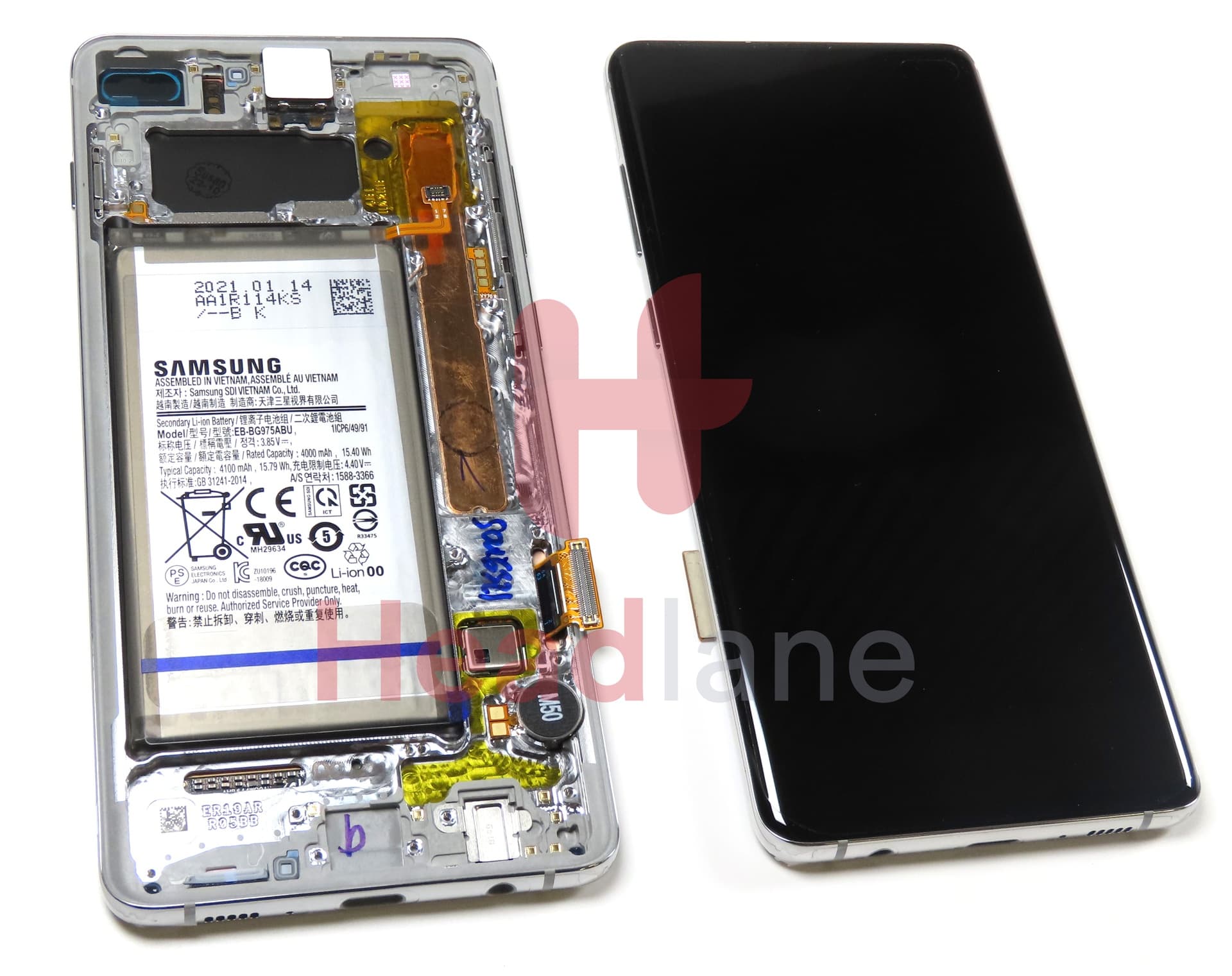 Samsung SM-G975 Galaxy S10+ / S10 Plus LCD Display / Screen + Touch + Battery - Prism White - view 3