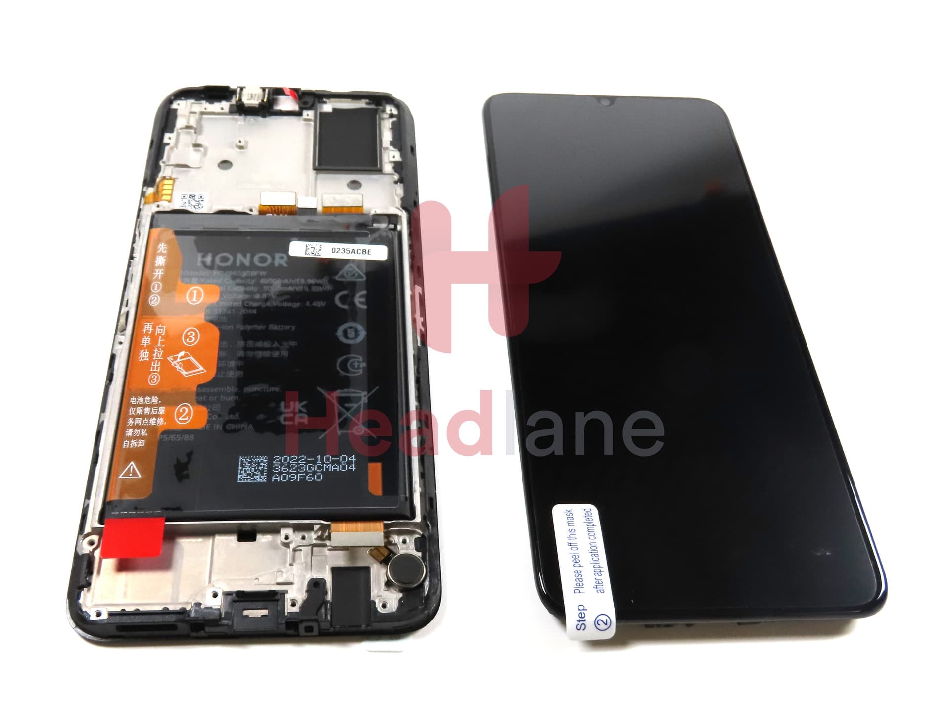 Honor X7 LCD Display / Screen + Touch + Battery Assembly - Black - view 2