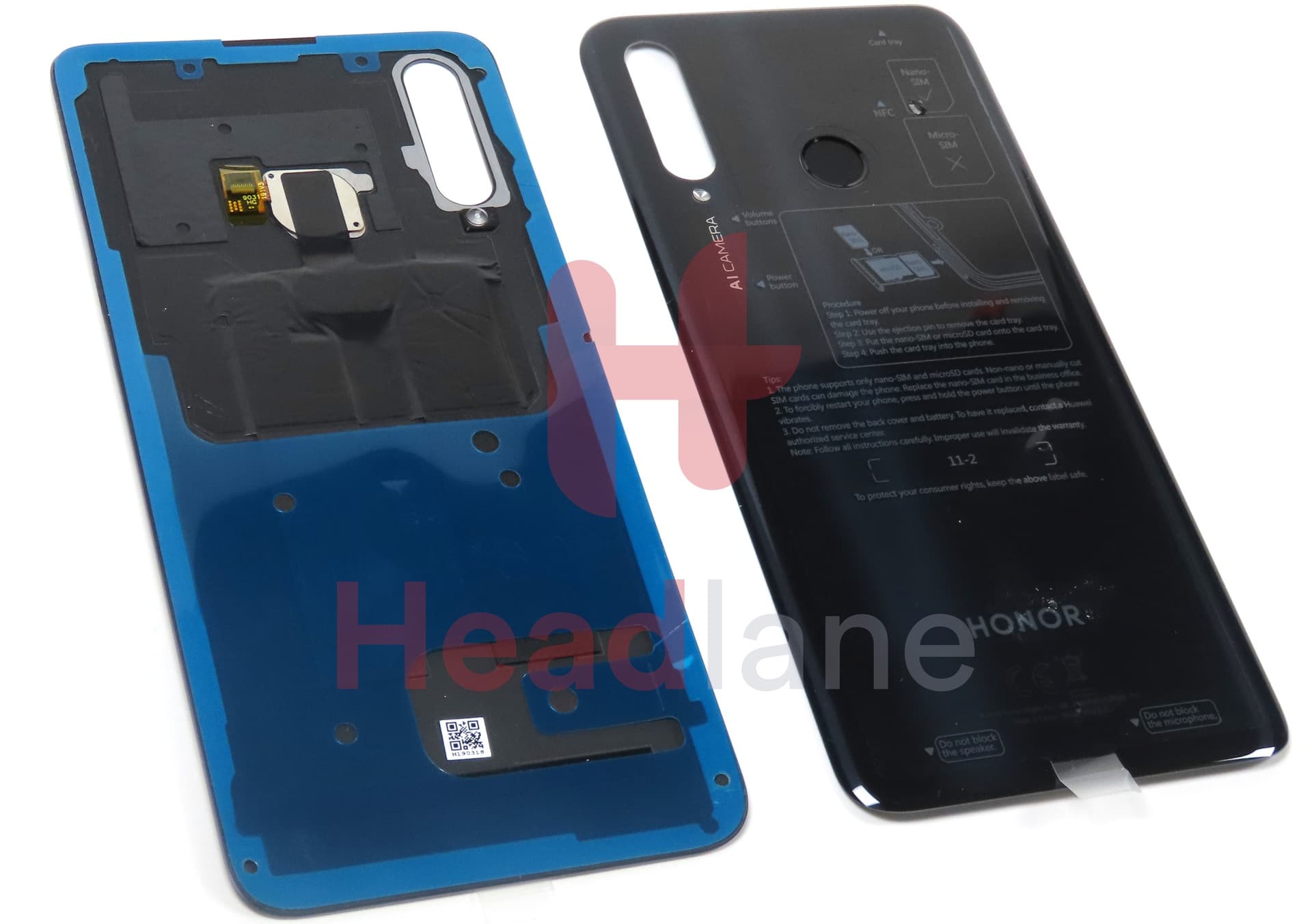 Huawei Honor 20 Lite Back / Battery Cover - Black - view 2