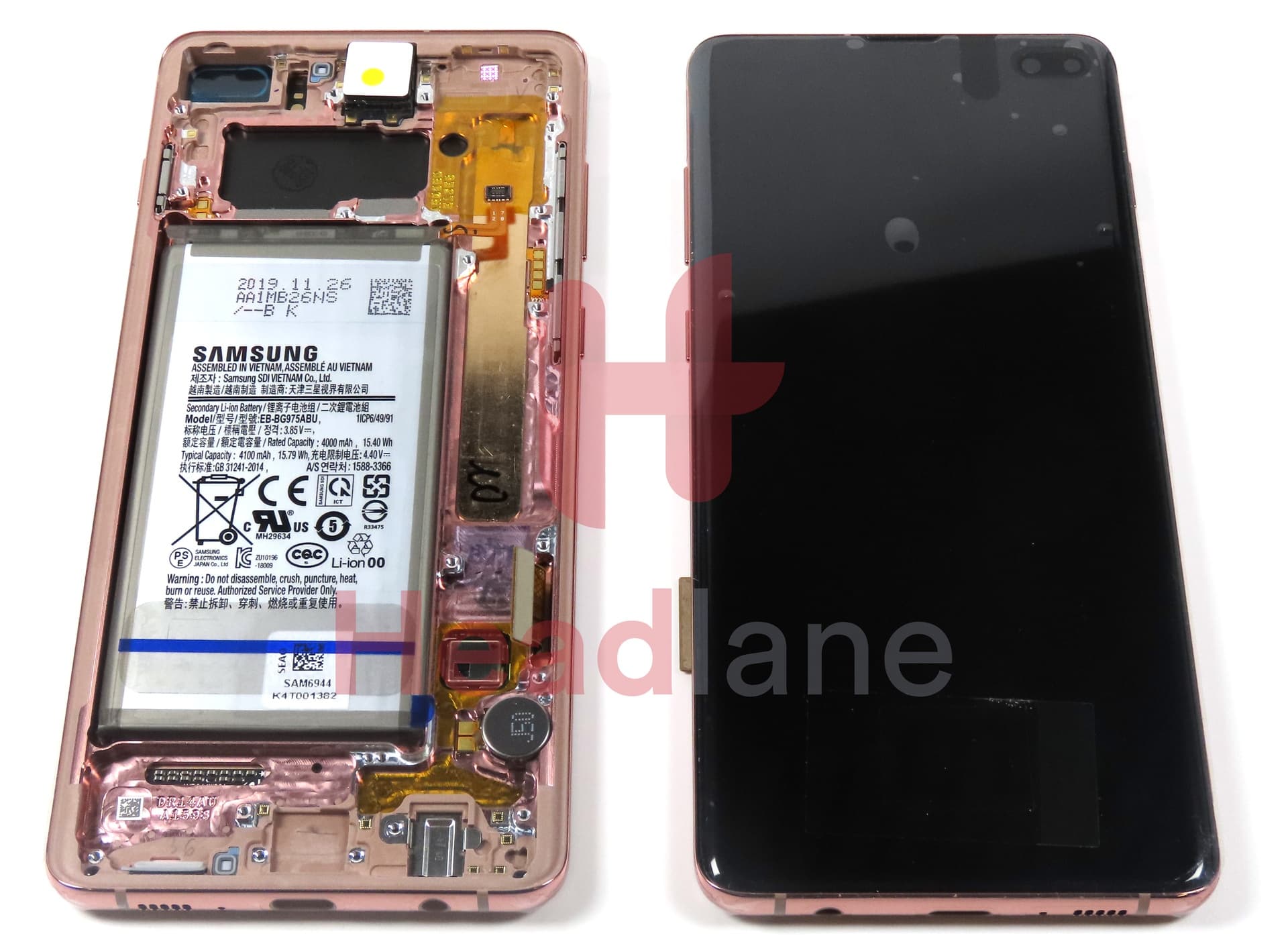 Samsung SM-G975 Galaxy S10+ / S10 Plus LCD Display / Screen + Touch + Battery - Flamingo Pink - view 2
