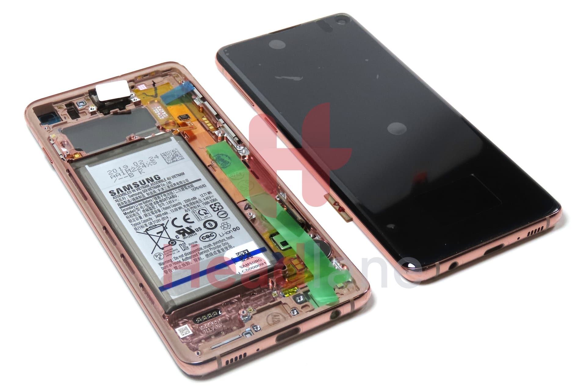 Samsung SM-G973 Galaxy S10 LCD Display / Screen + Touch + Battery - Flamingo Pink - view 3