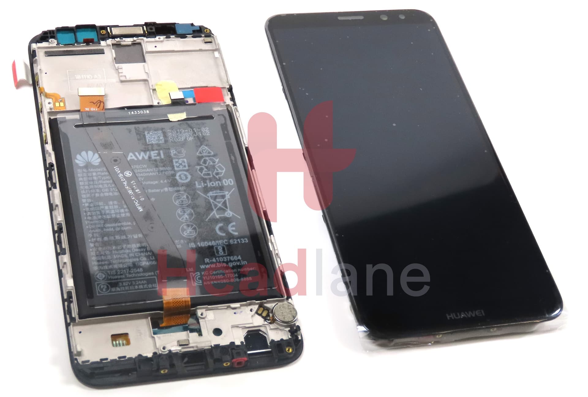 Huawei Mate 10 Lite LCD Display / Screen + Touch +Battery Assembly - Black - view 3