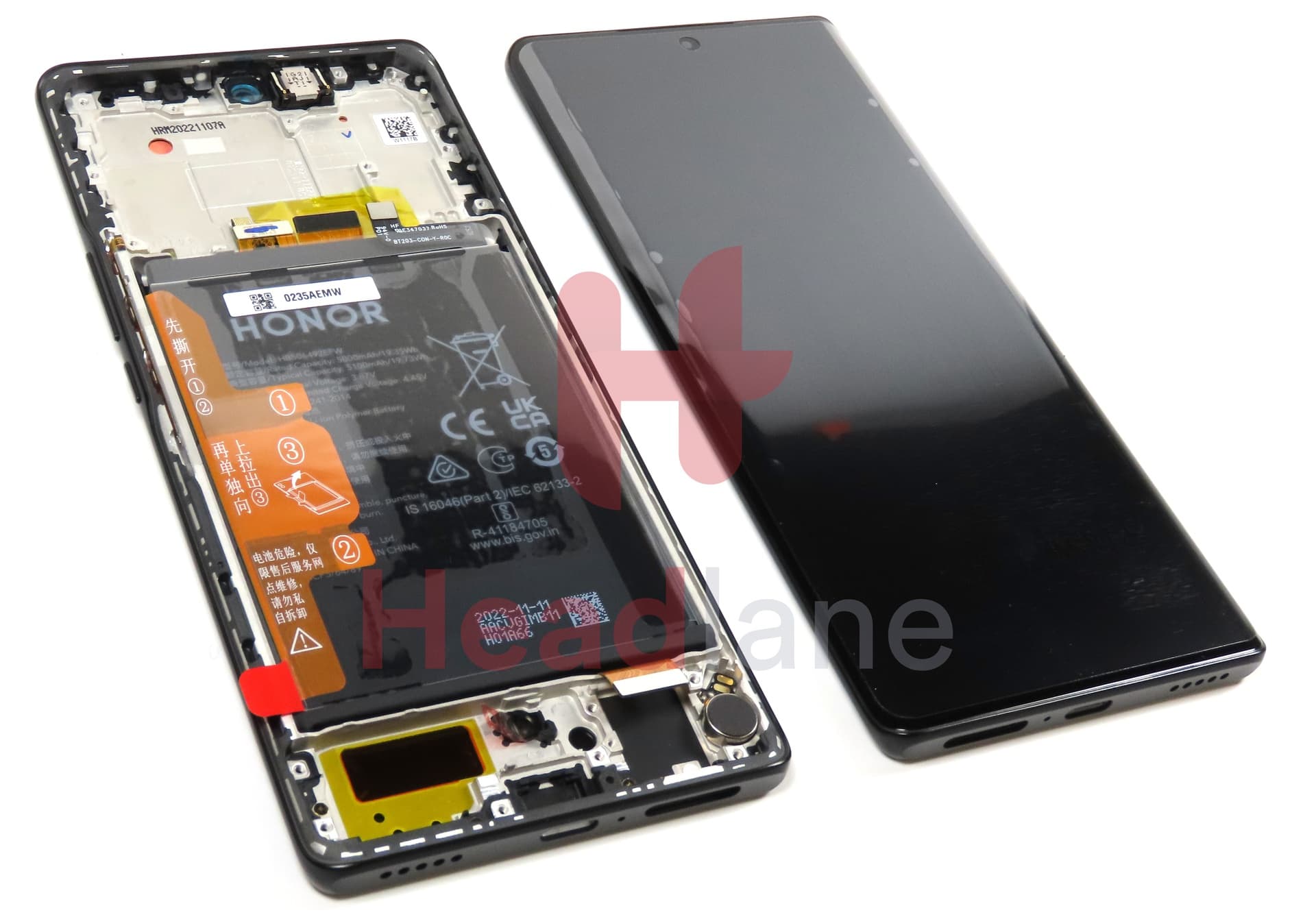 Honor Magic5 Lite LCD Display / Screen + Touch + HB506492EFW Battery - Black - view 3