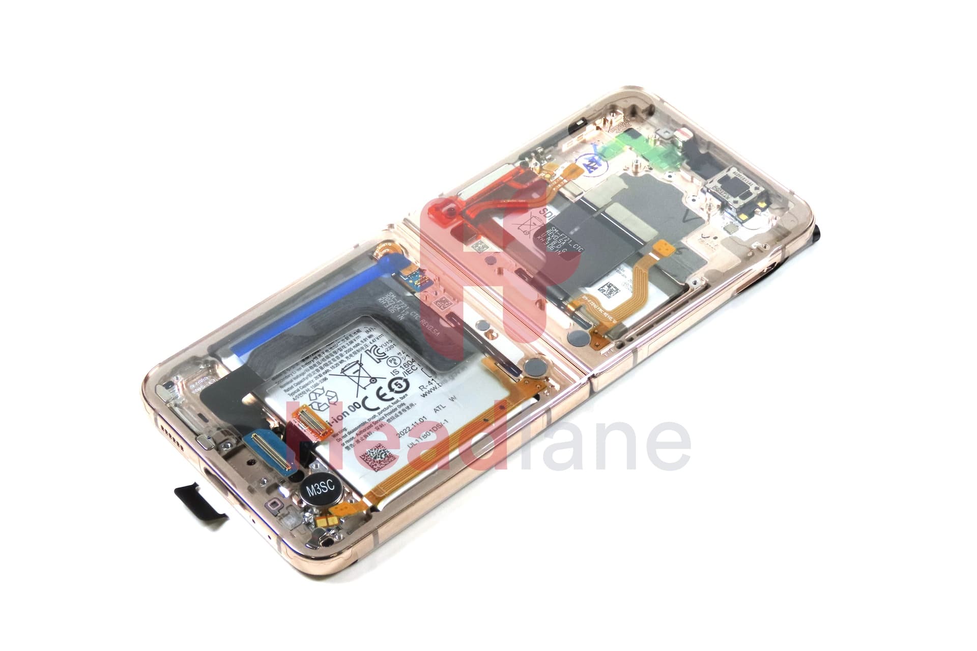 Samsung SM-F721 Galaxy Z Flip4 5G LCD Display / Screen + Touch + Battery - Pink Gold - view 3