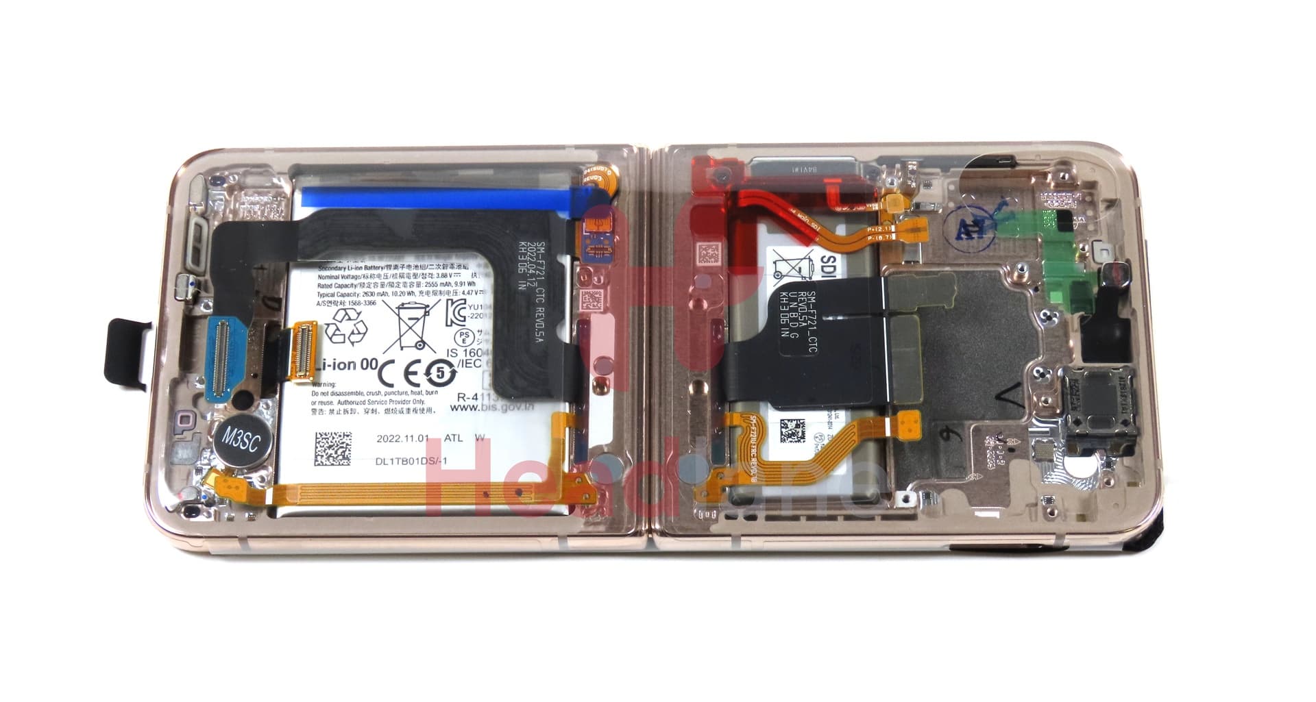 Samsung SM-F721 Galaxy Z Flip4 5G LCD Display / Screen + Touch + Battery - Pink Gold - view 4