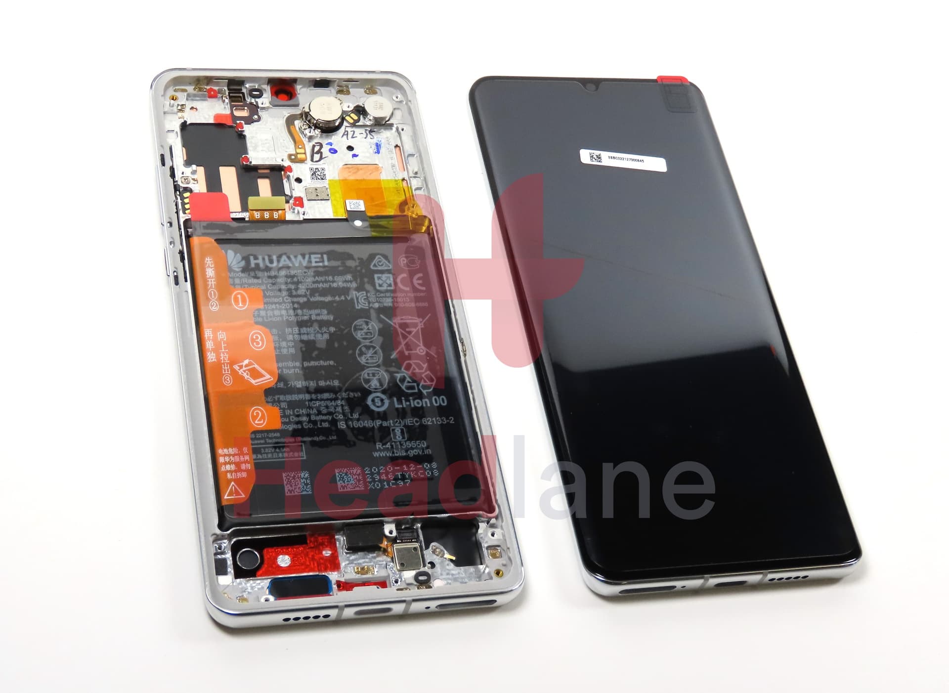 Huawei P30 Pro LCD Display / Screen + Touch + HB486486ECW Battery - Silver - view 3