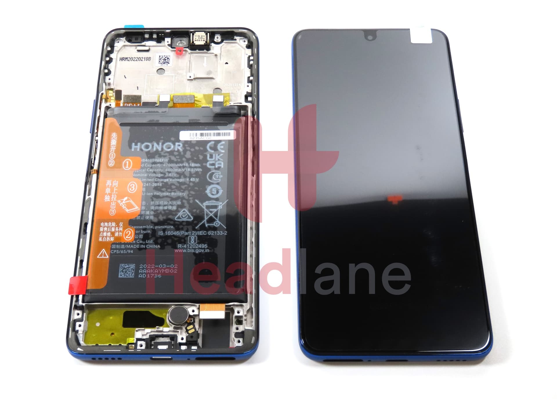 Honor Magic4 Lite LCD Display / Screen + Touch + Battery Assembly - Blue - view 2