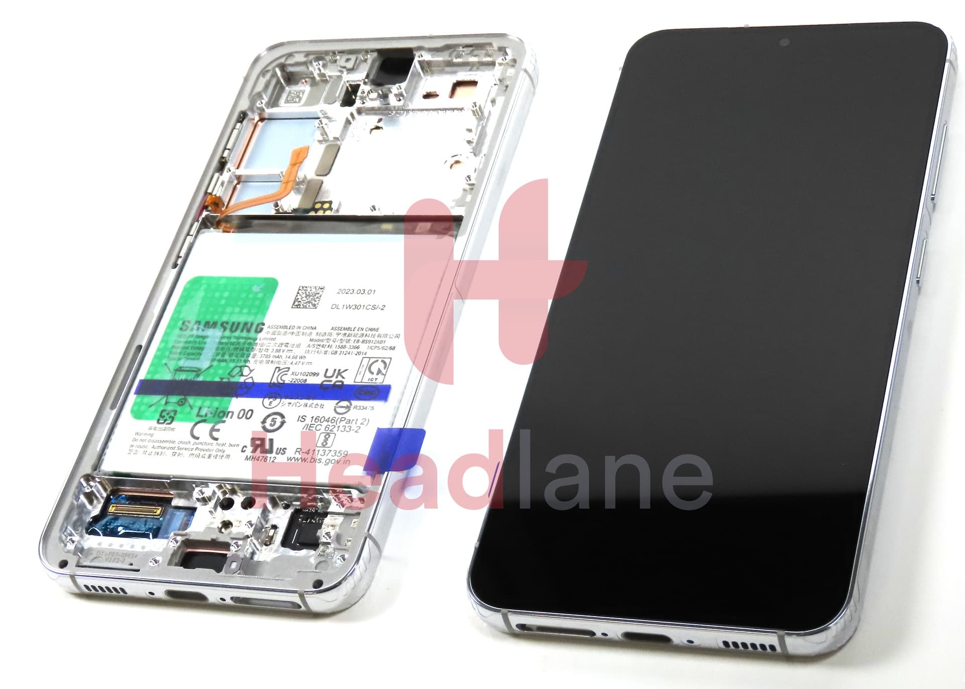 Samsung SM-S911 Galaxy S23 LCD Display / Screen + Touch + Battery - Lime - view 3