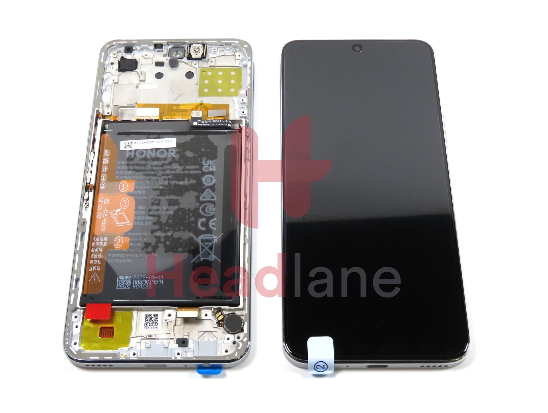 Honor X8 4G LCD Display / Screen + Touch + Battery Assembly - Silver - view 2