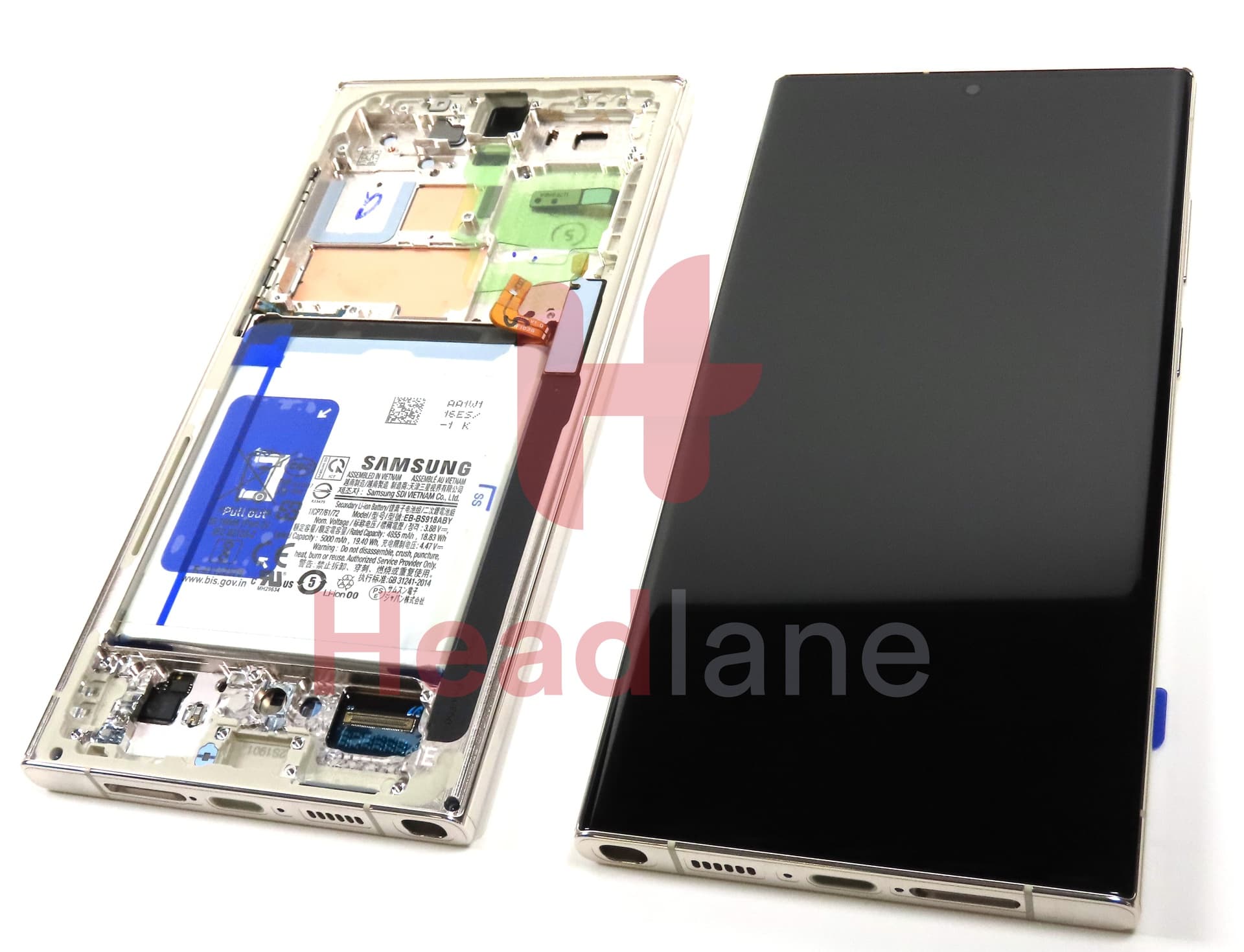 Samsung SM-S918 Galaxy S23 Ultra LCD Display / Screen + Touch + Battery - Cream - view 3