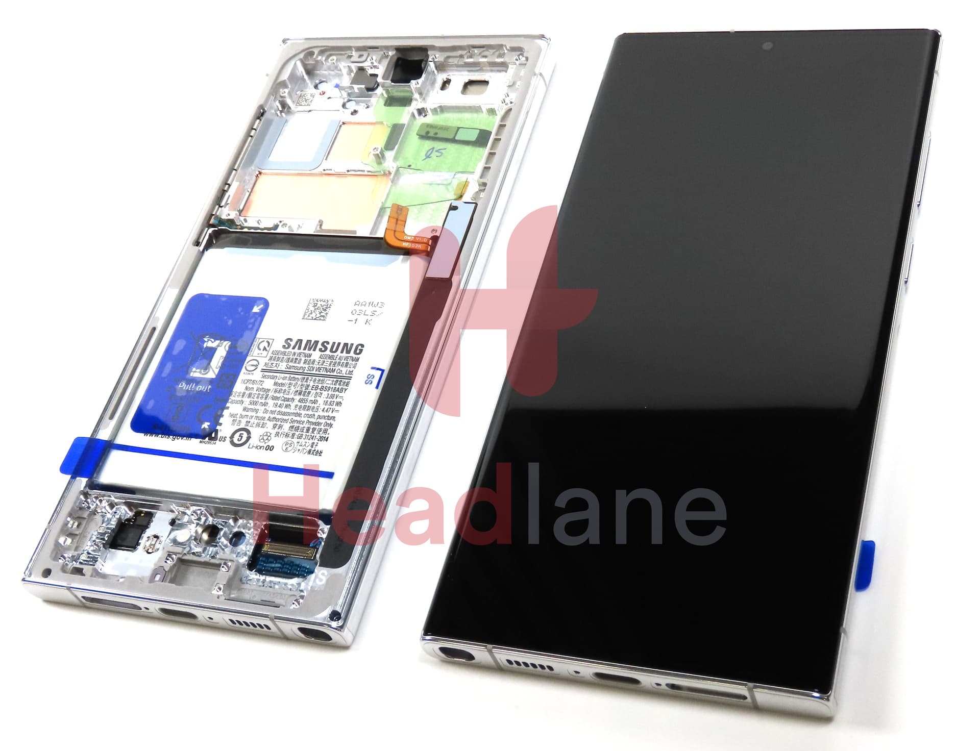 Samsung SM-S918 Galaxy S23 Ultra LCD Display / Screen + Touch + Battery - Sky Blue / Lime - view 3