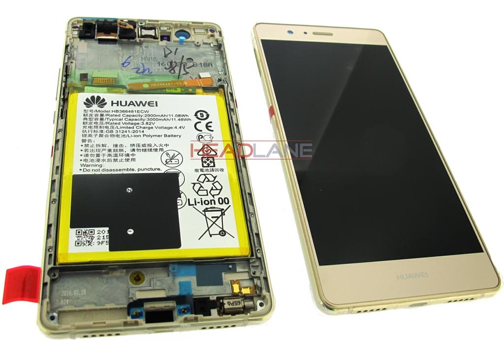 Huawei P9 Lite LCD Display / Screen + Touch + Battery Assembly - Gold - view 2