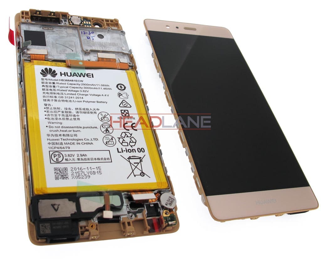 Huawei P9 LCD Display / Screen + Touch + Battery Assembly - Gold - view 2