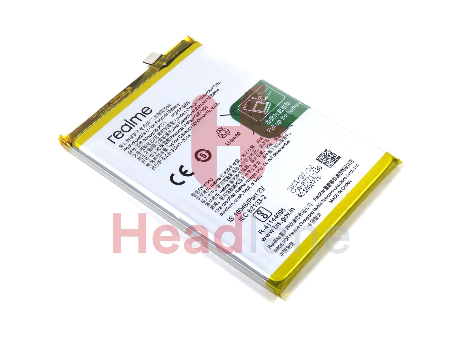 Realme RMX2040 RMX2020 RMX2027 RMX3265 RMX3268 RMX3269 6i C3 C25Y BLP771 Internal Battery - view 2