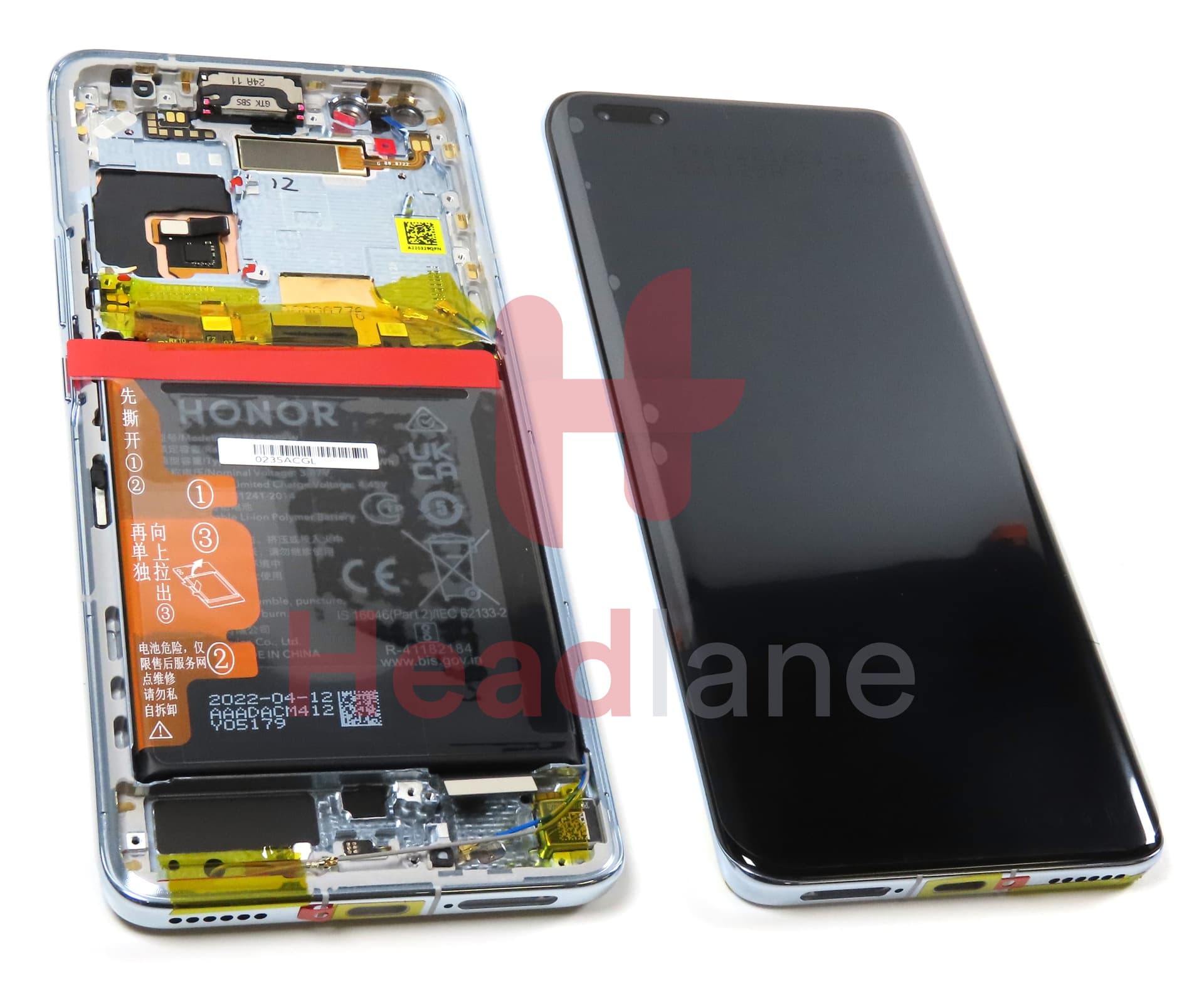 Honor Magic4 Pro LCD Display / Screen + Touch + HB586680EFW Battery - Cyan - view 2