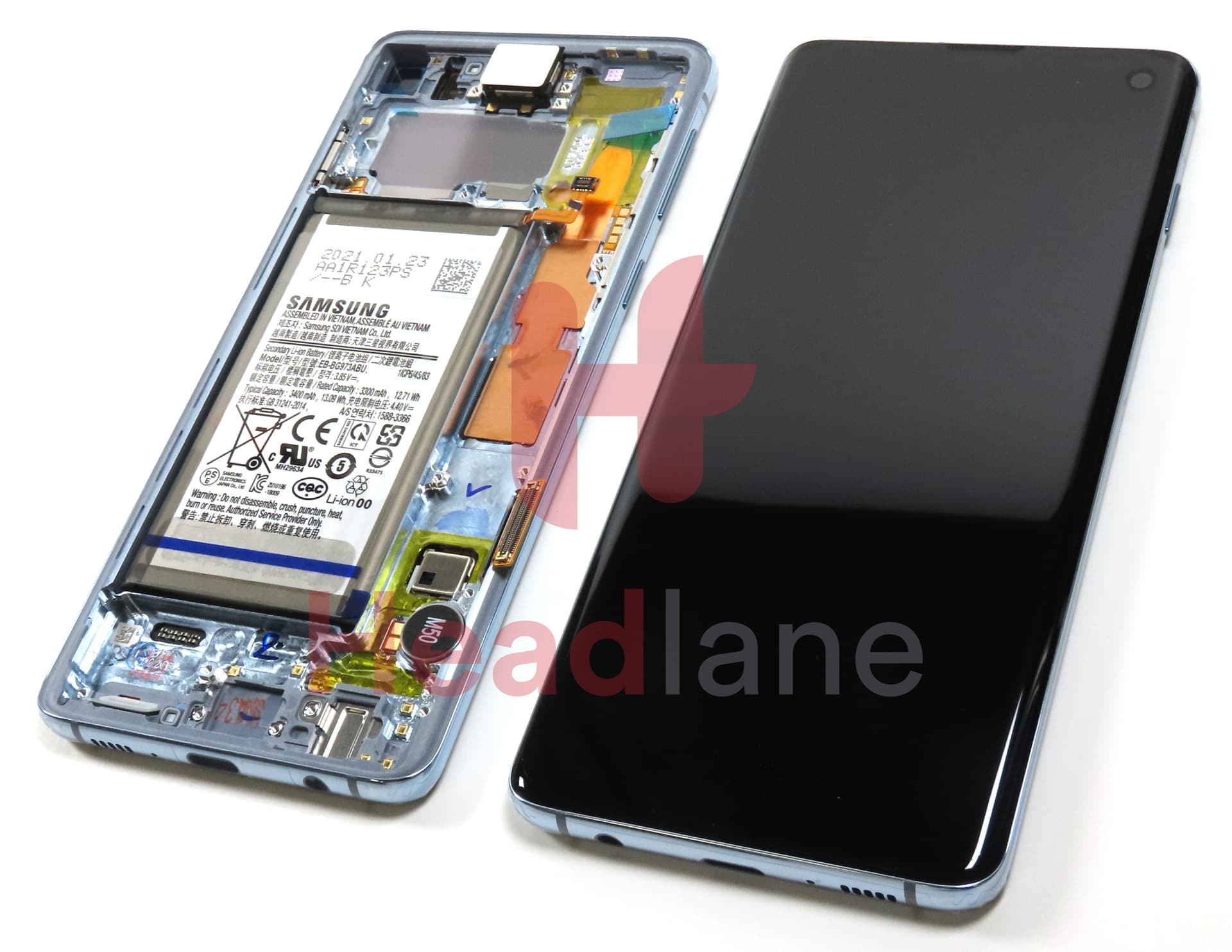 Samsung SM-G973 Galaxy S10 LCD Display / Screen + Touch + Battery - Prism Blue - view 2