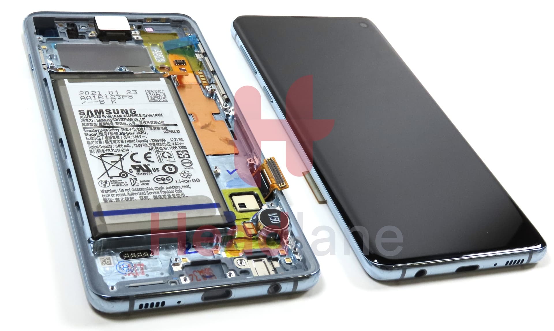 Samsung SM-G973 Galaxy S10 LCD Display / Screen + Touch + Battery - Prism Blue - view 3