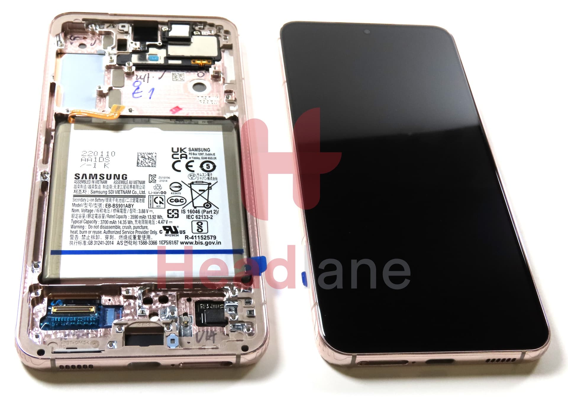 Samsung SM-S901U Galaxy S22 LCD Display / Screen + Touch + Battery - Pink Gold (USA Version) - view 2
