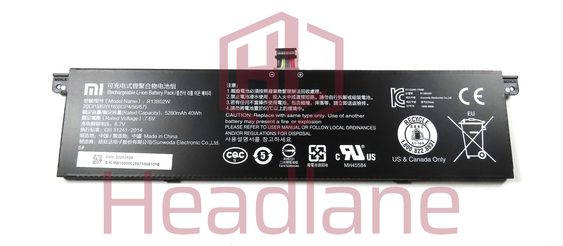 Xiaomi Mi Notebook Air 13 13.3" R13B02W 5280mAh 40Wh Internal Battery - view 2