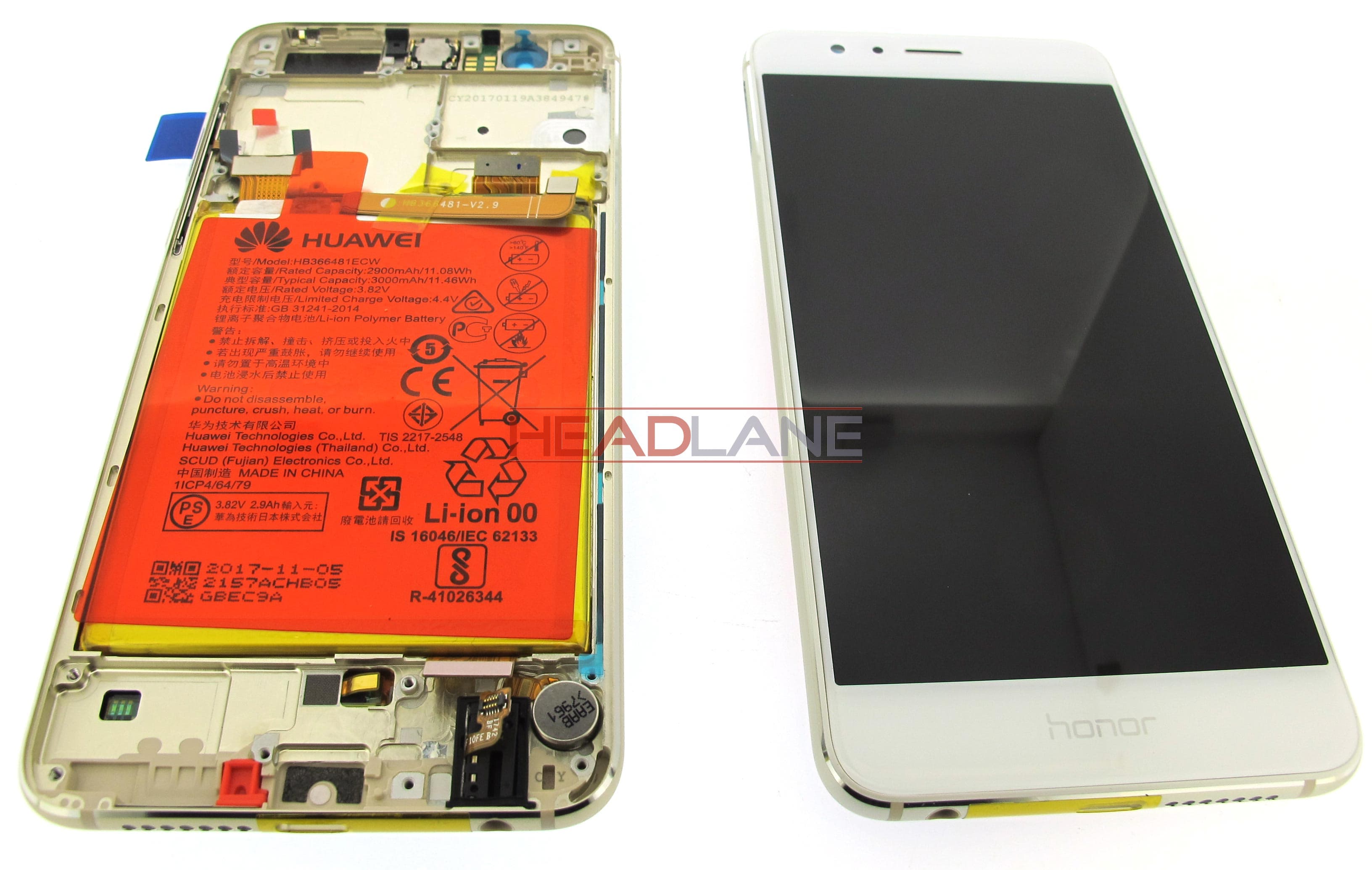 Huawei Honor 8 LCD Display / Screen + Touch + Battery - White - view 2