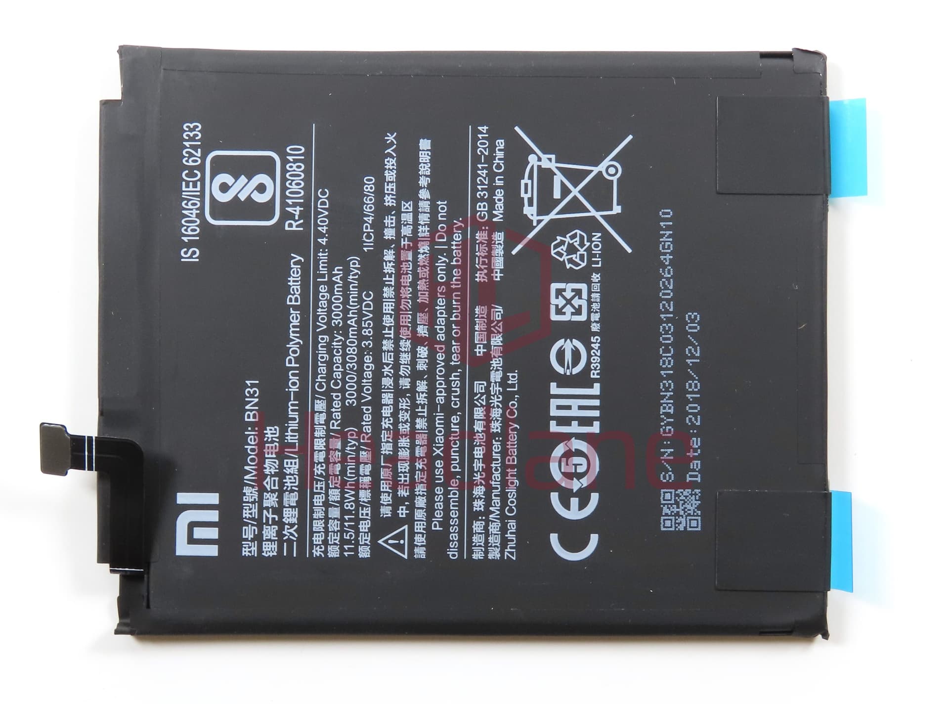 Xiaomi Redmi Note 5A / Mi A1 BN31 3080mAh Internal Battery - view 2