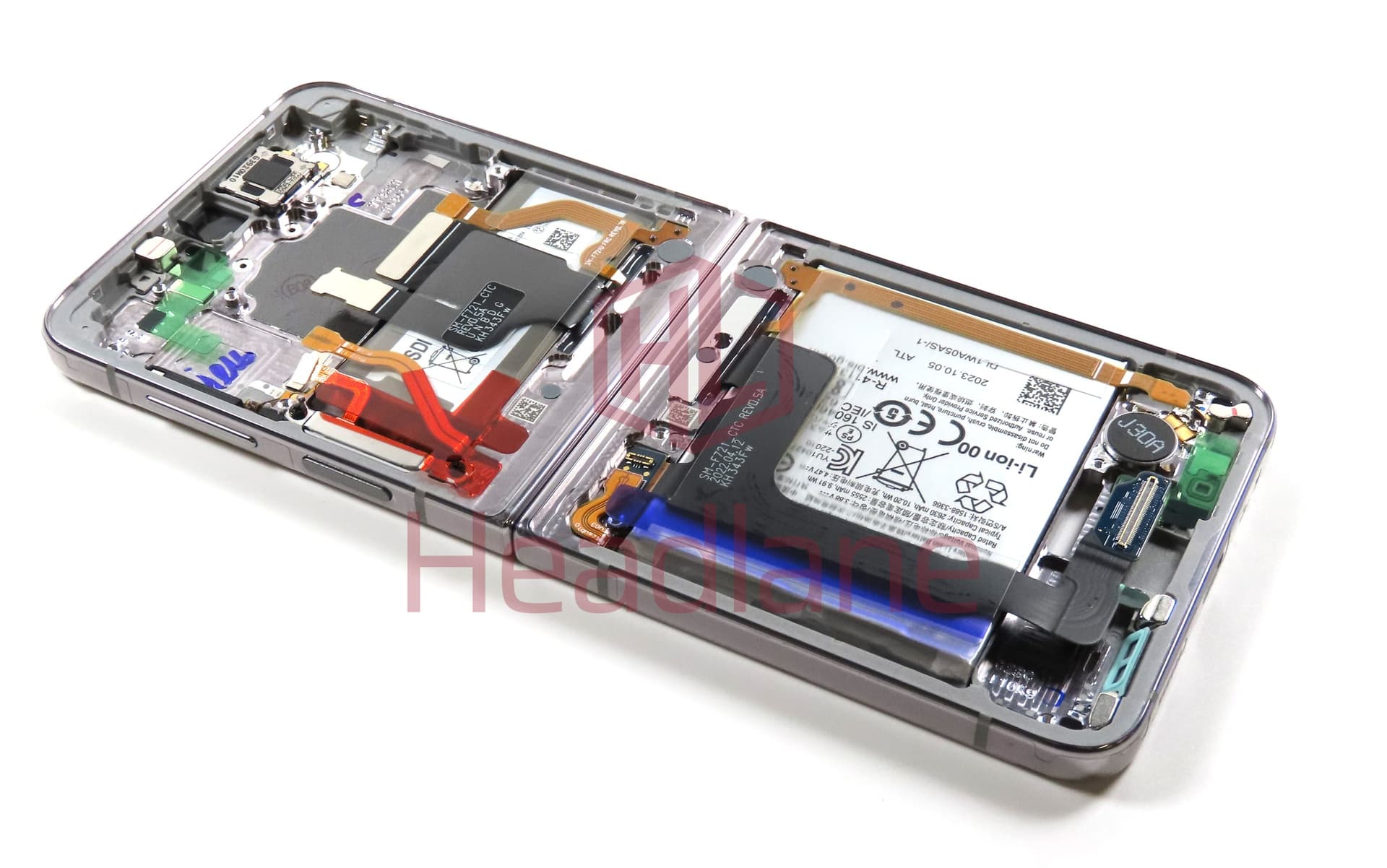 Samsung SM-F721 Galaxy Z Flip4 5G Display Frame + Battery - Silver - view 2