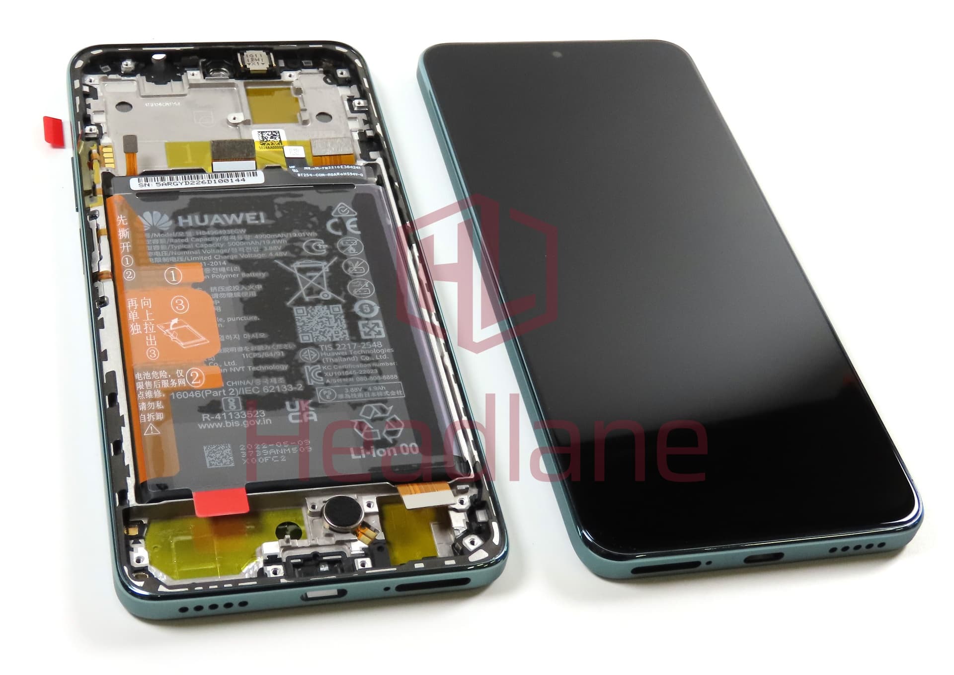 Huawei nova Y90 LCD Display / Screen + Touch + Battery - Green - view 3