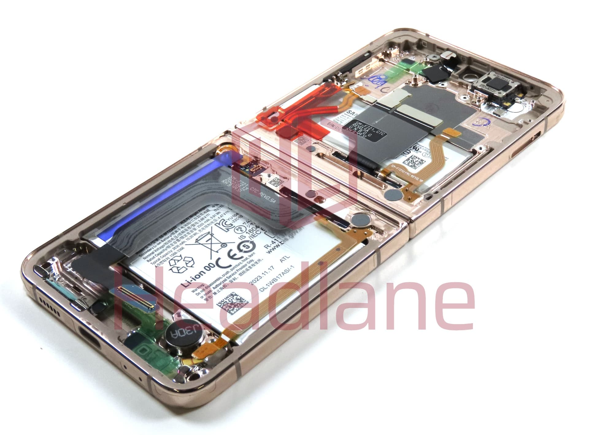 Samsung SM-F721 Galaxy Z Flip4 5G Display Frame + Battery - Gold - view 2