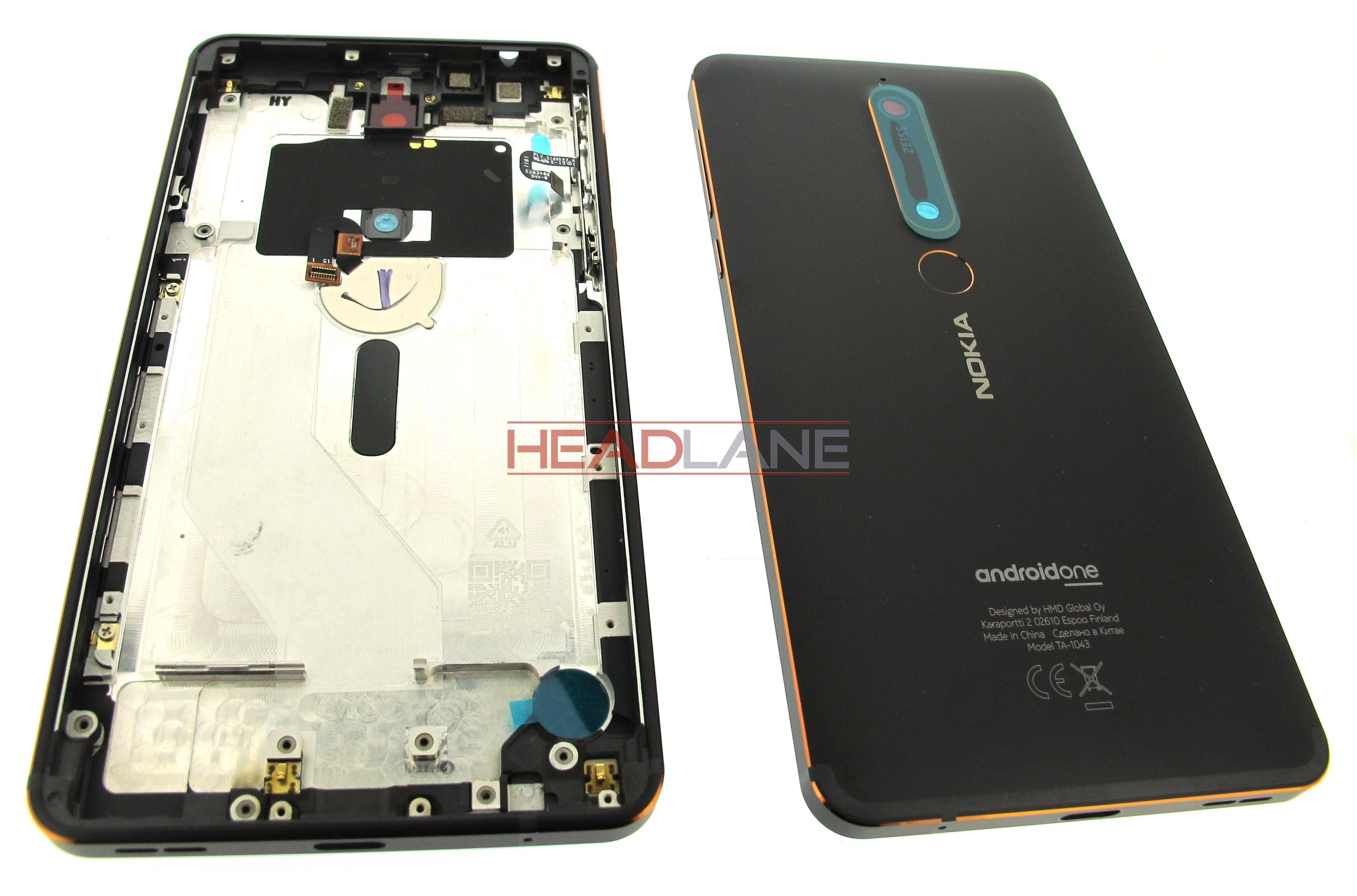 Nokia TA-1043 6.1 Back / Battery Cover Dual SIM - Black - view 2