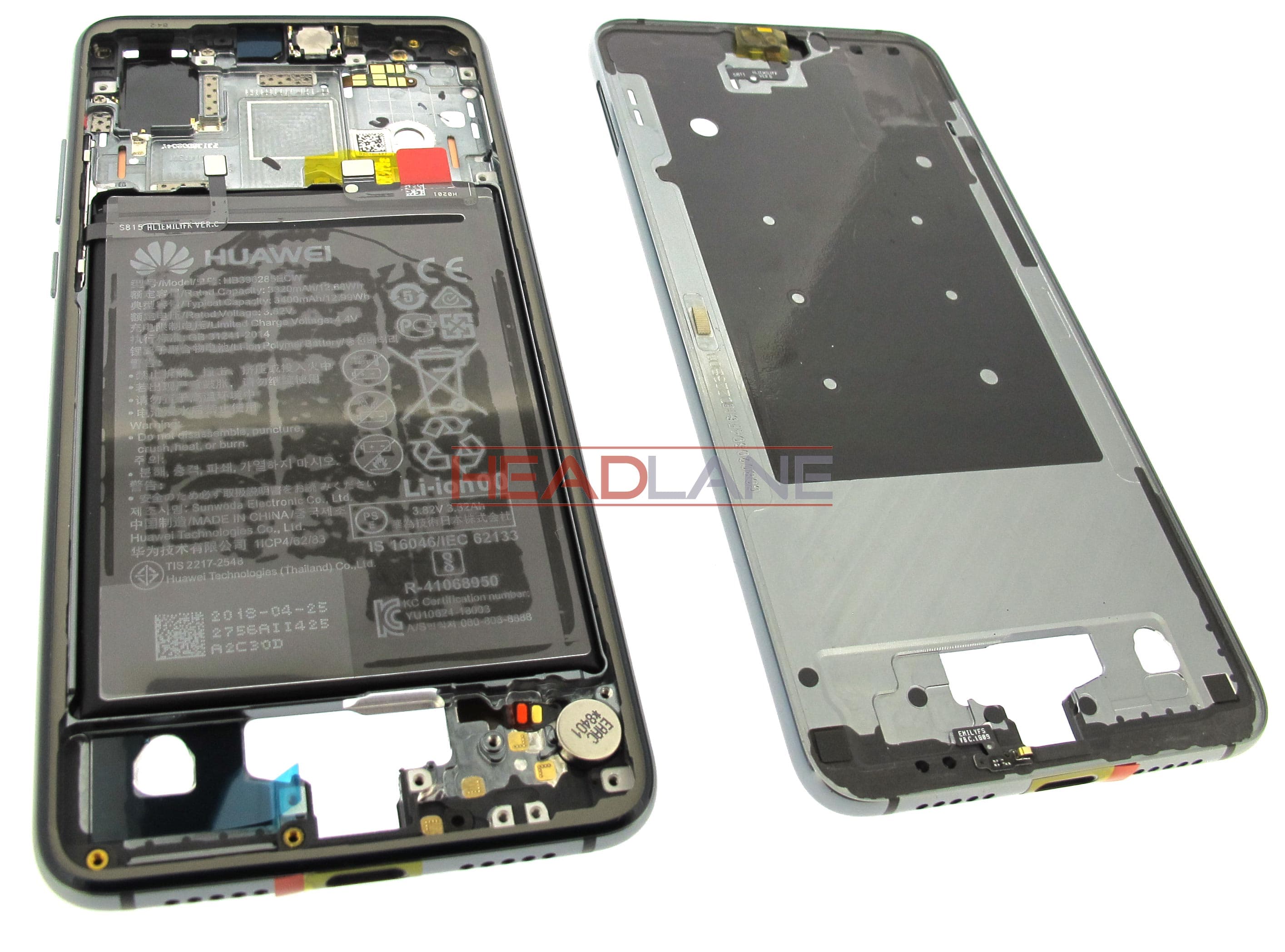 Huawei P20 Middle Cover / Chassis + Battery - Blue - view 2