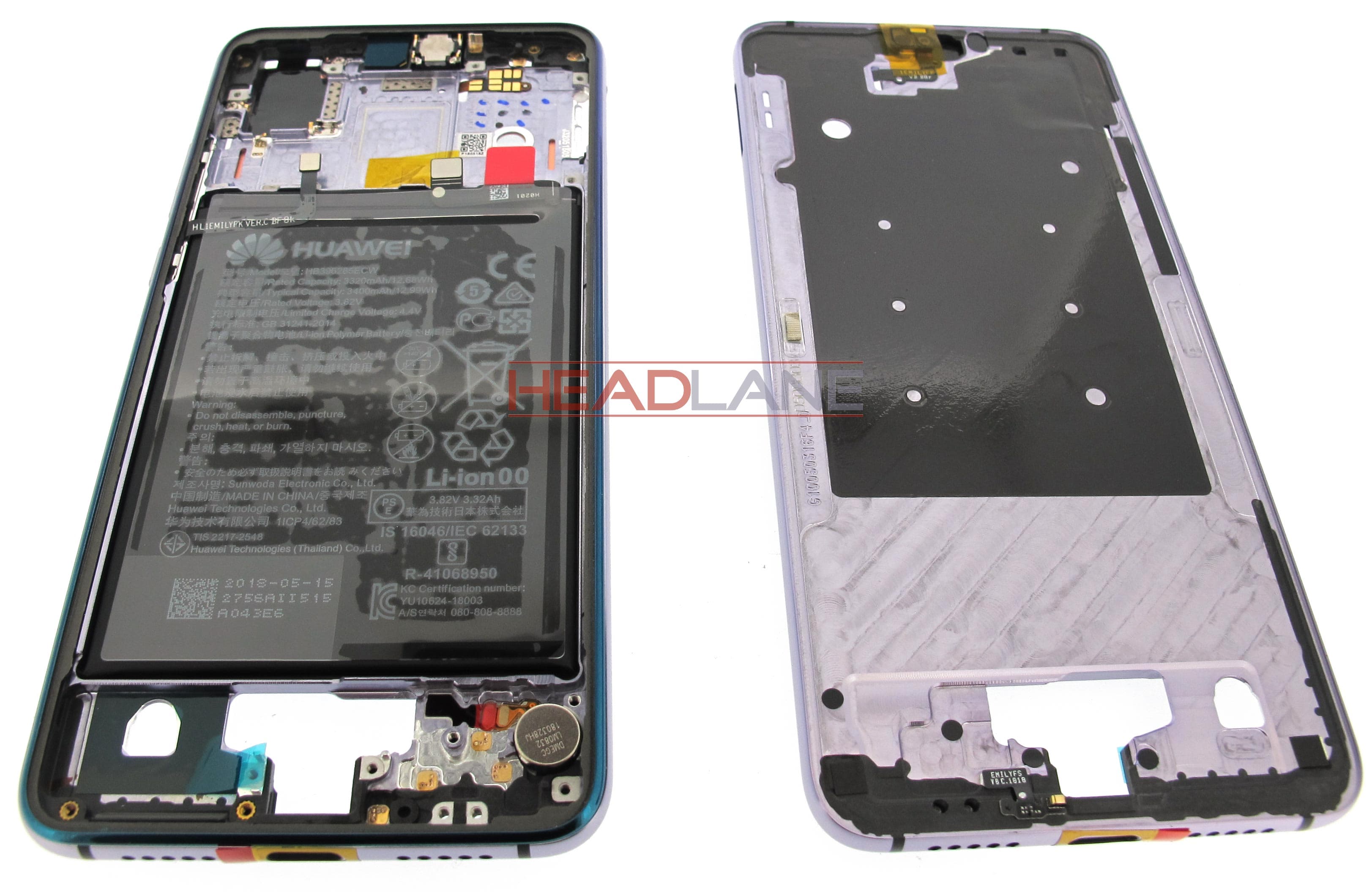 Huawei P20 Middle Cover / Chassis + Battery - Twilight - view 2