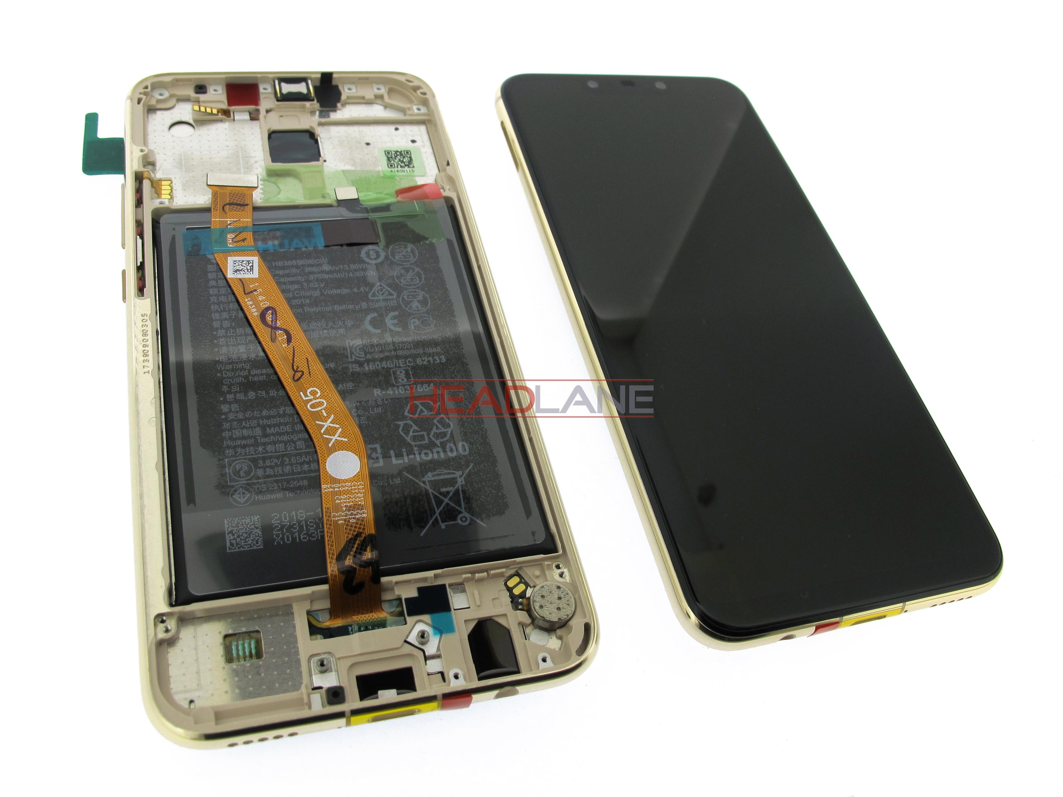 Huawei Mate 20 Lite LCD Display / Screen + Touch + Battery Assembly - Gold - view 2