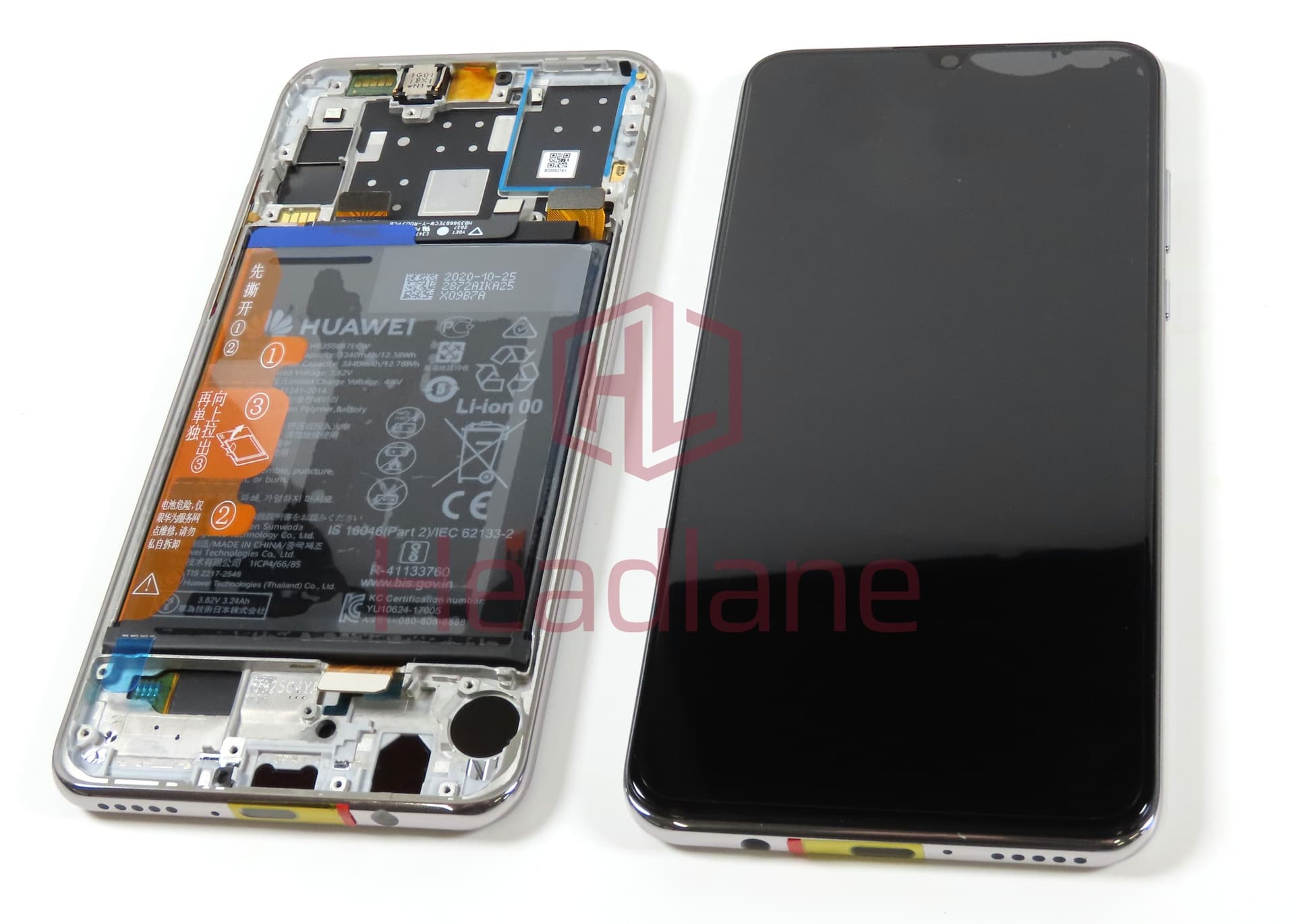 Huawei P30 Lite (NFC / 32MP Front Camera Version) LCD Display / Screen + Touch + Battery Assembly - White (No Box) - view 3