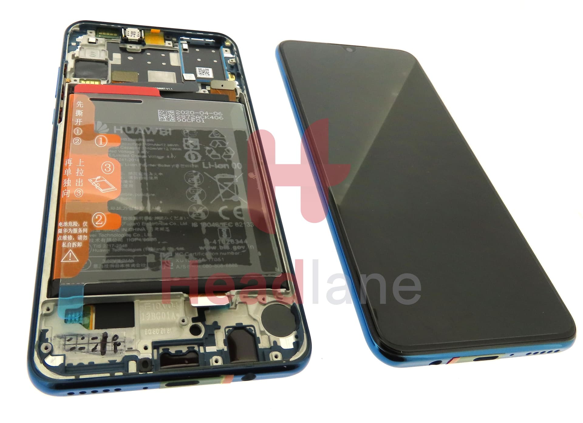 Huawei P30 Lite (New Edition) (MAR-LX1B) LCD Display / Screen + Touch + Battery Assembly - Blue (No Box) - view 2
