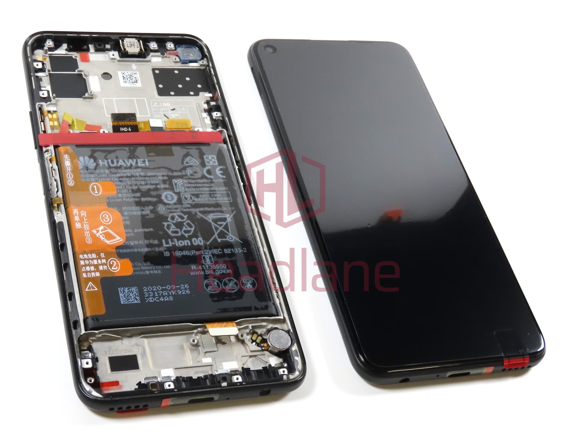 Huawei P40 Lite 5G LCD Display / Screen + Touch + Battery Assembly - Midnight Black (No Box) - view 2