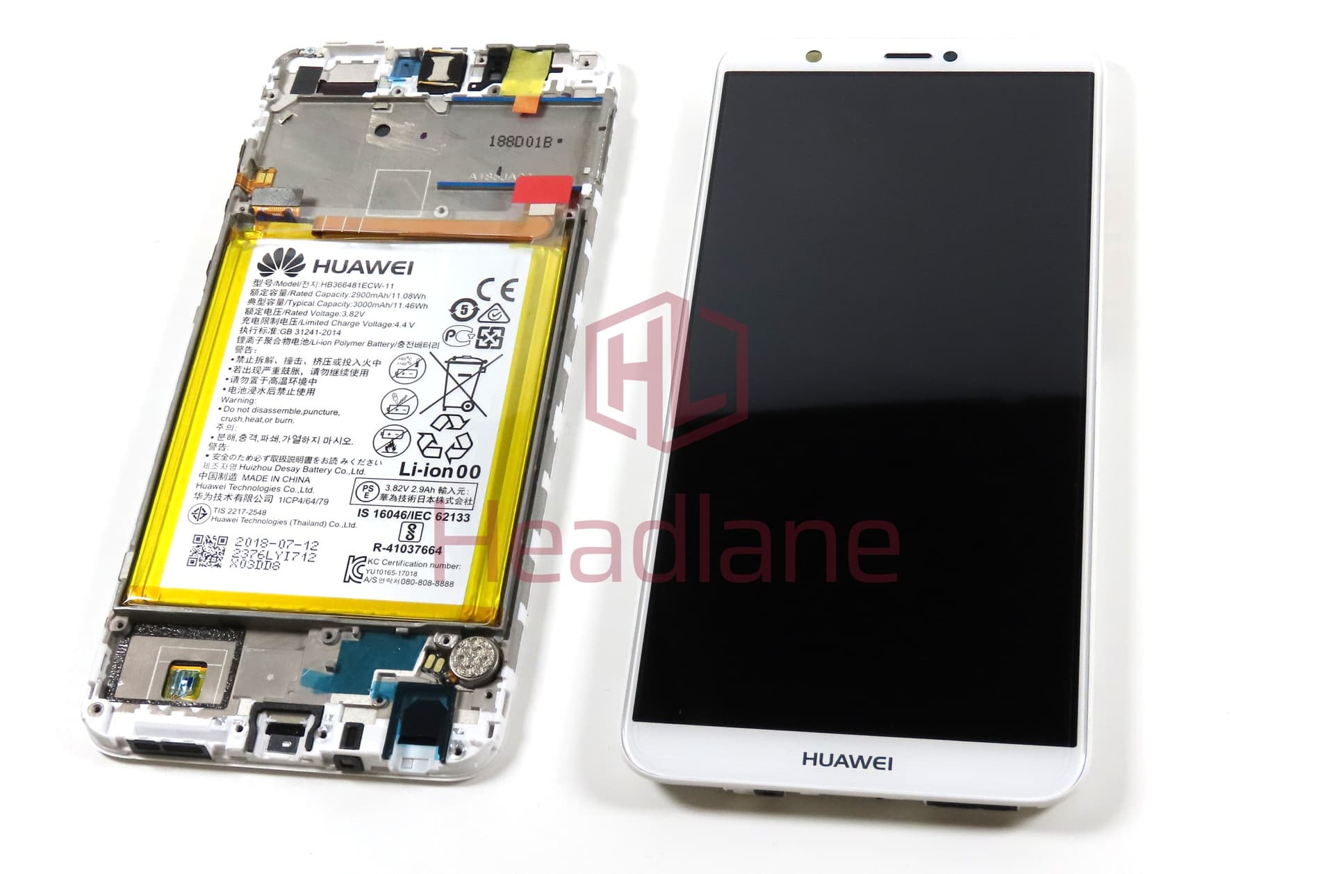 Huawei P Smart LCD Display / Screen + Touch + Battery Assembly - Gold/White (No Box) - view 3