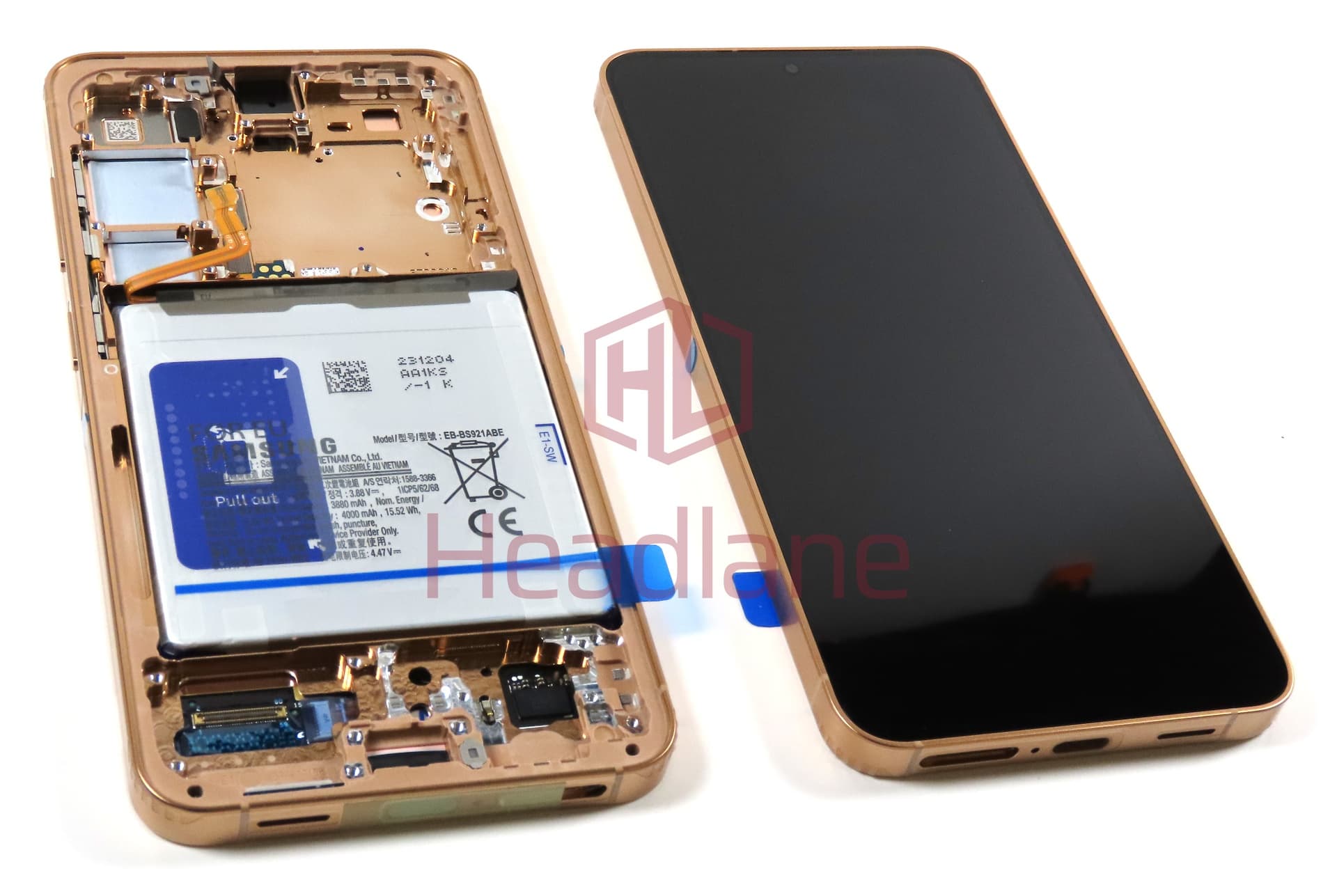 Samsung SM-S921 Galaxy S24 LCD Display / Screen + Touch + Battery - Sandstone Orange - view 2