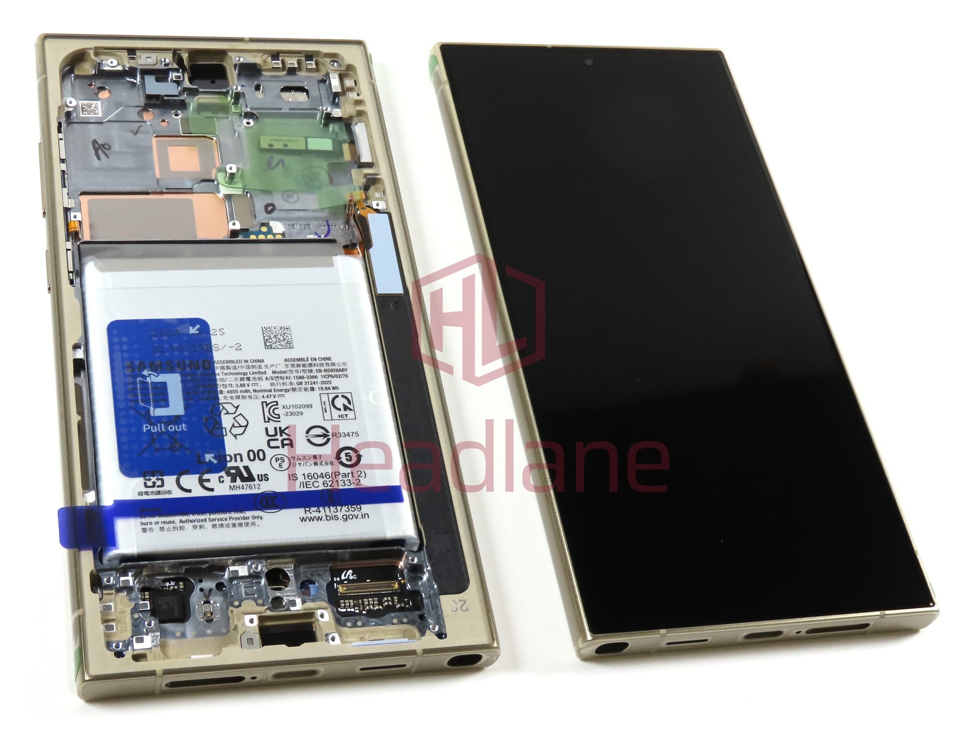 Samsung SM-S928 Galaxy S24 Ultra LCD Display / Screen + Touch + Battery - Titanium Yellow - view 2