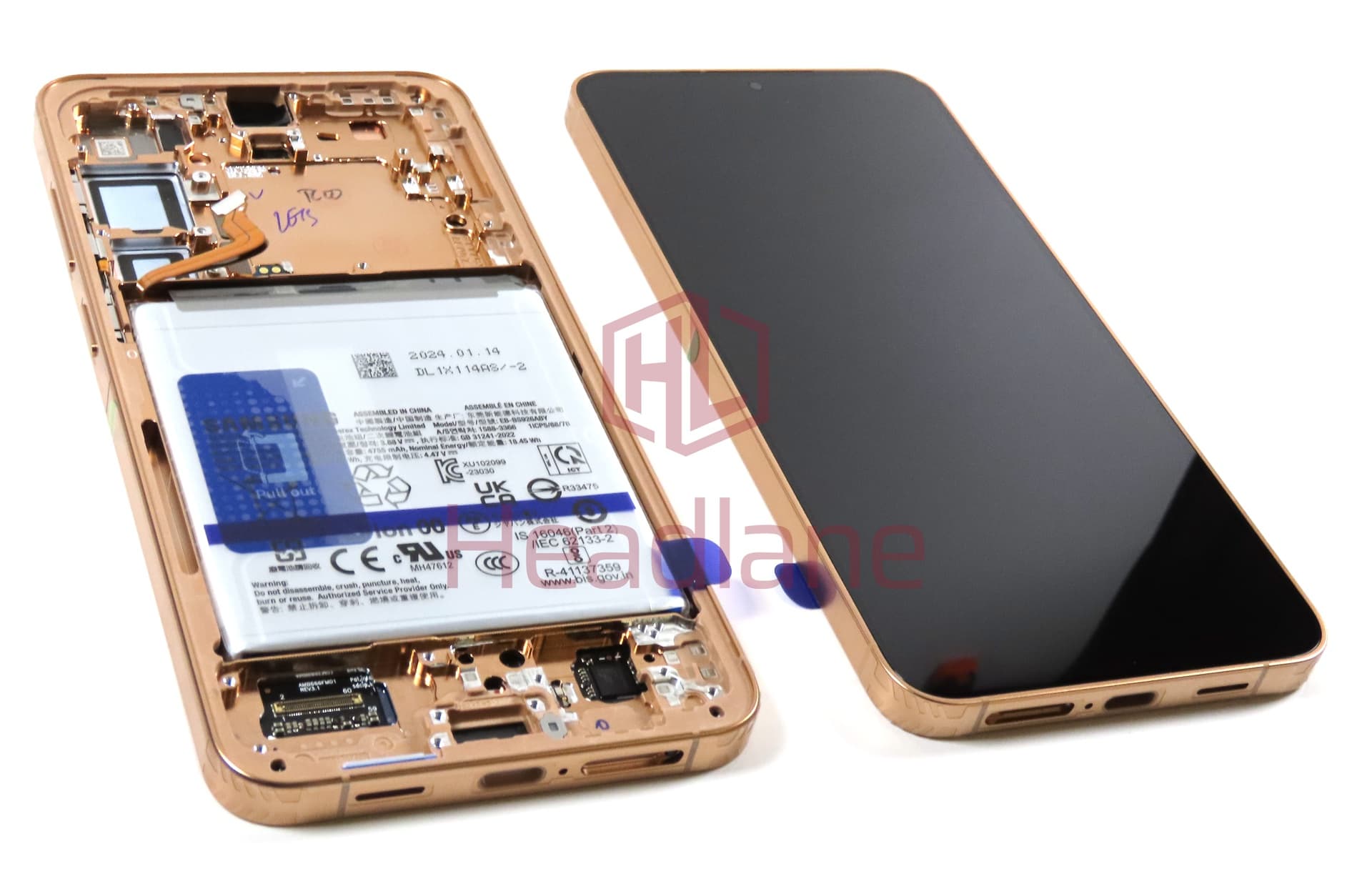 Samsung SM-S926 Galaxy S24+ / Plus LCD Display / Screen + Touch + Battery - Sandstone Orange - view 2