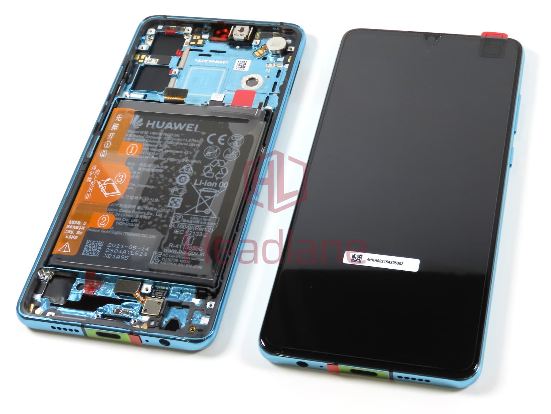 Huawei P30 LCD Display / Screen + Touch + Battery Assembly - Aurora Blue (New Version) (No Box) - view 2